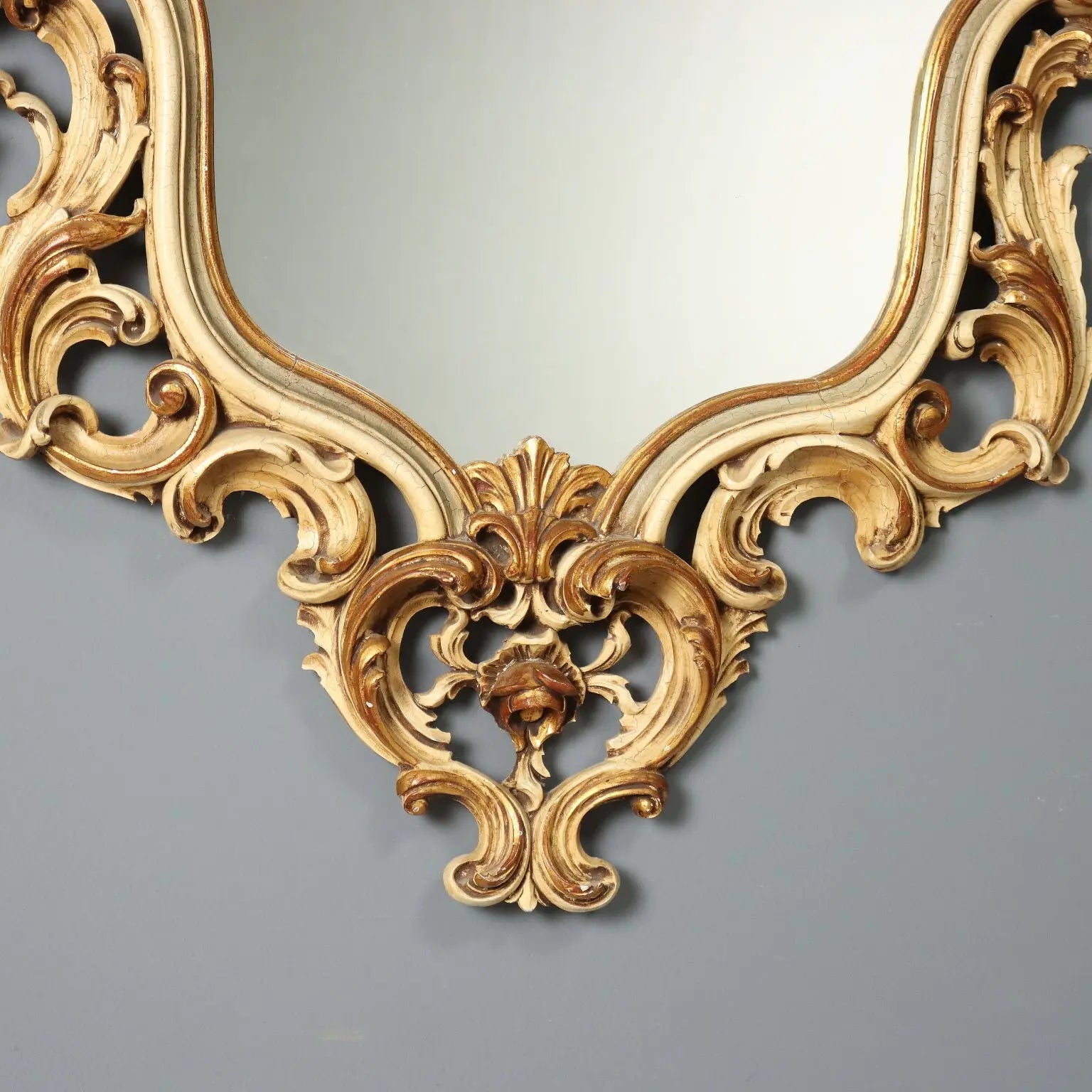 Lacquered and Gilded Rocaille Mirror - Italy 20th Century