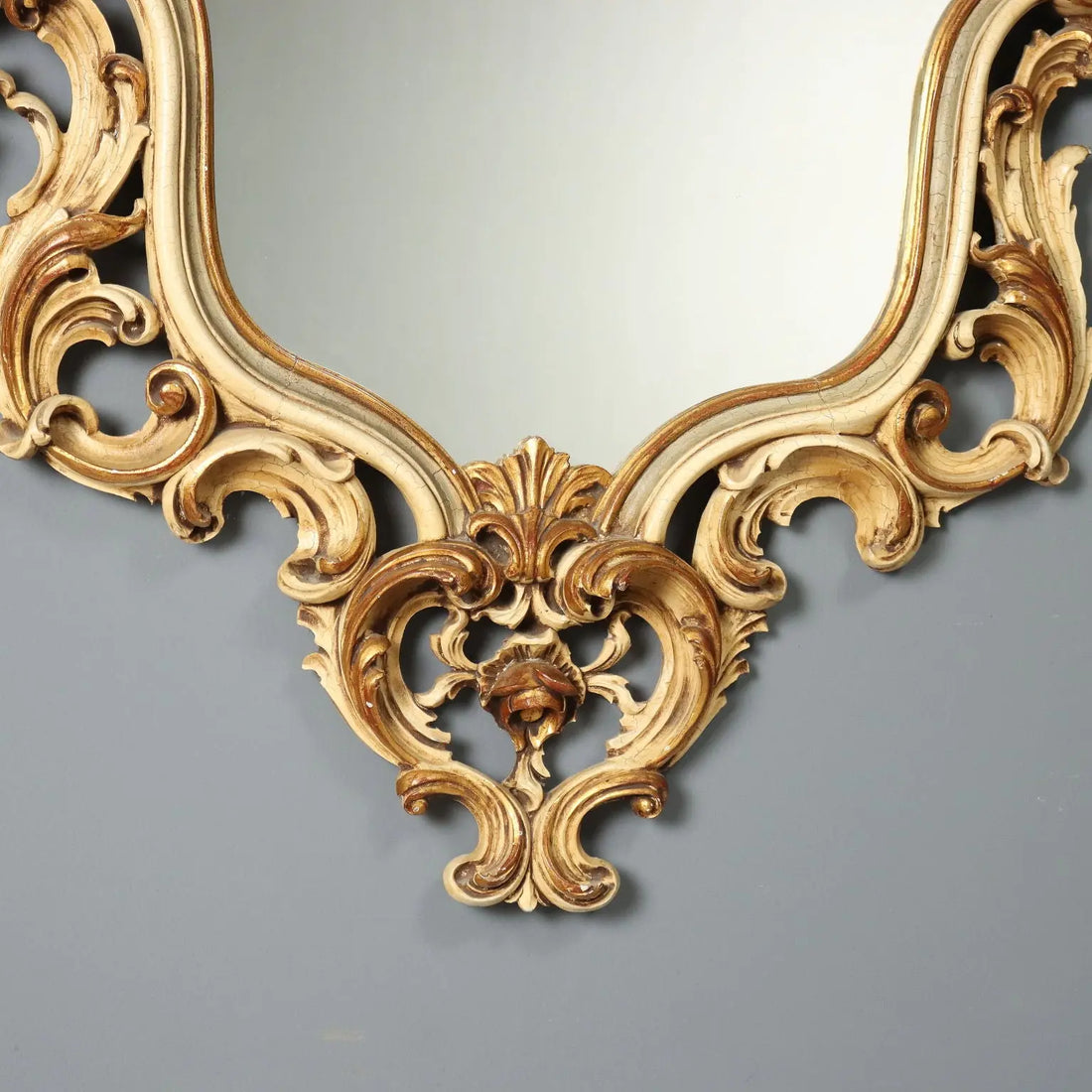 Lacquered and Gilded Rocaille Mirror - Italy 20th Century