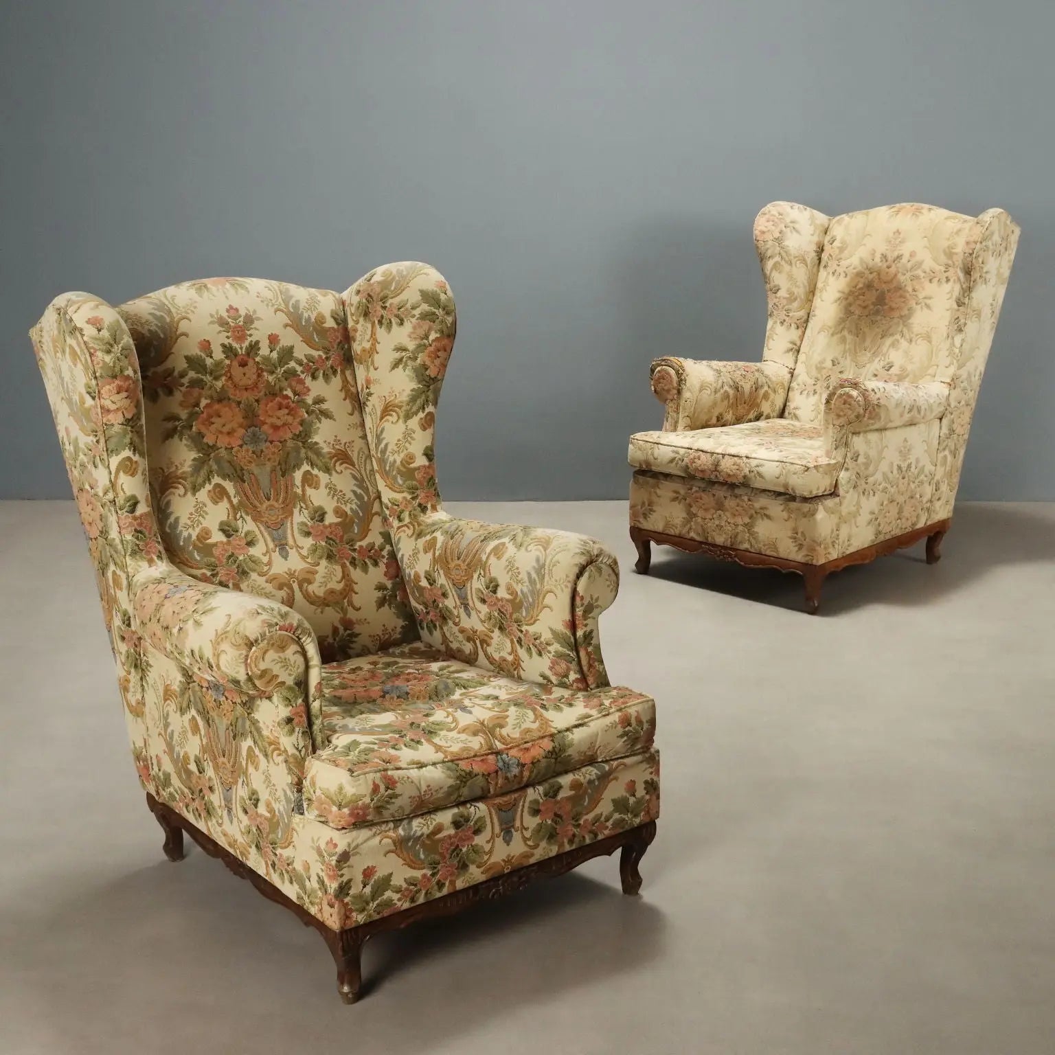 Antique Bergere Armchairs Beech Fabric Italy XX Century - Italy, Early XX Century | Antiques | Seating