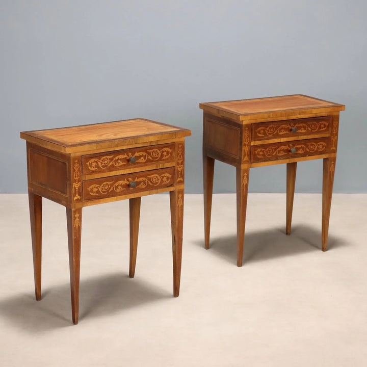 Antique Bedside Tables Neoclassical Style Walnut Italy XX Century - Italy, XX Century | Antiques | Bedside Tables