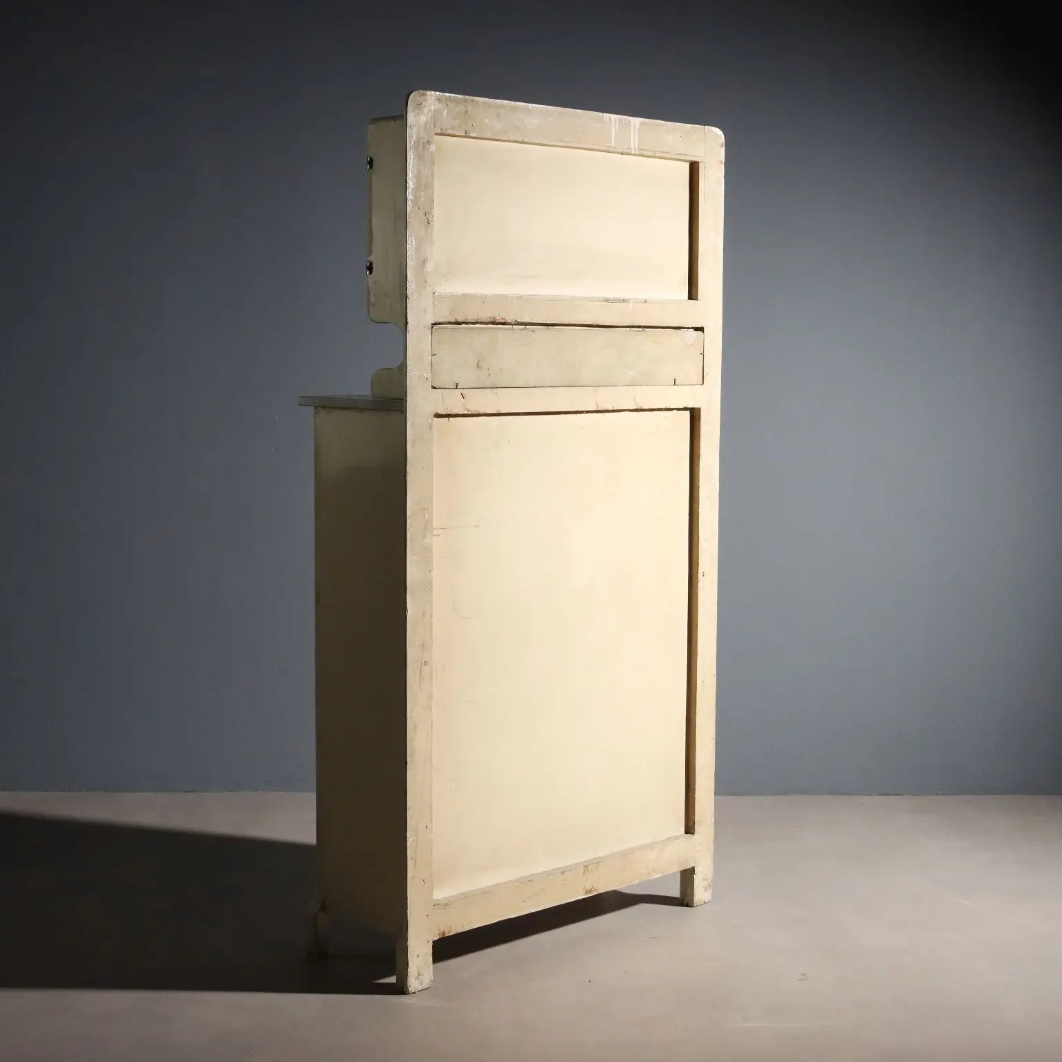 Vintage Laboratory Cabinet Wood Marble Design Italy 1950s