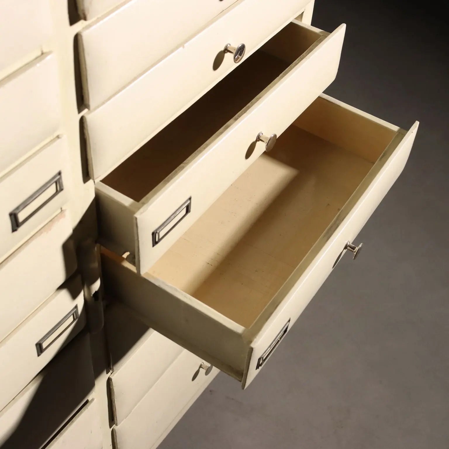 Vintage Laboratory Cabinet Wood Marble Design Italy 1950s