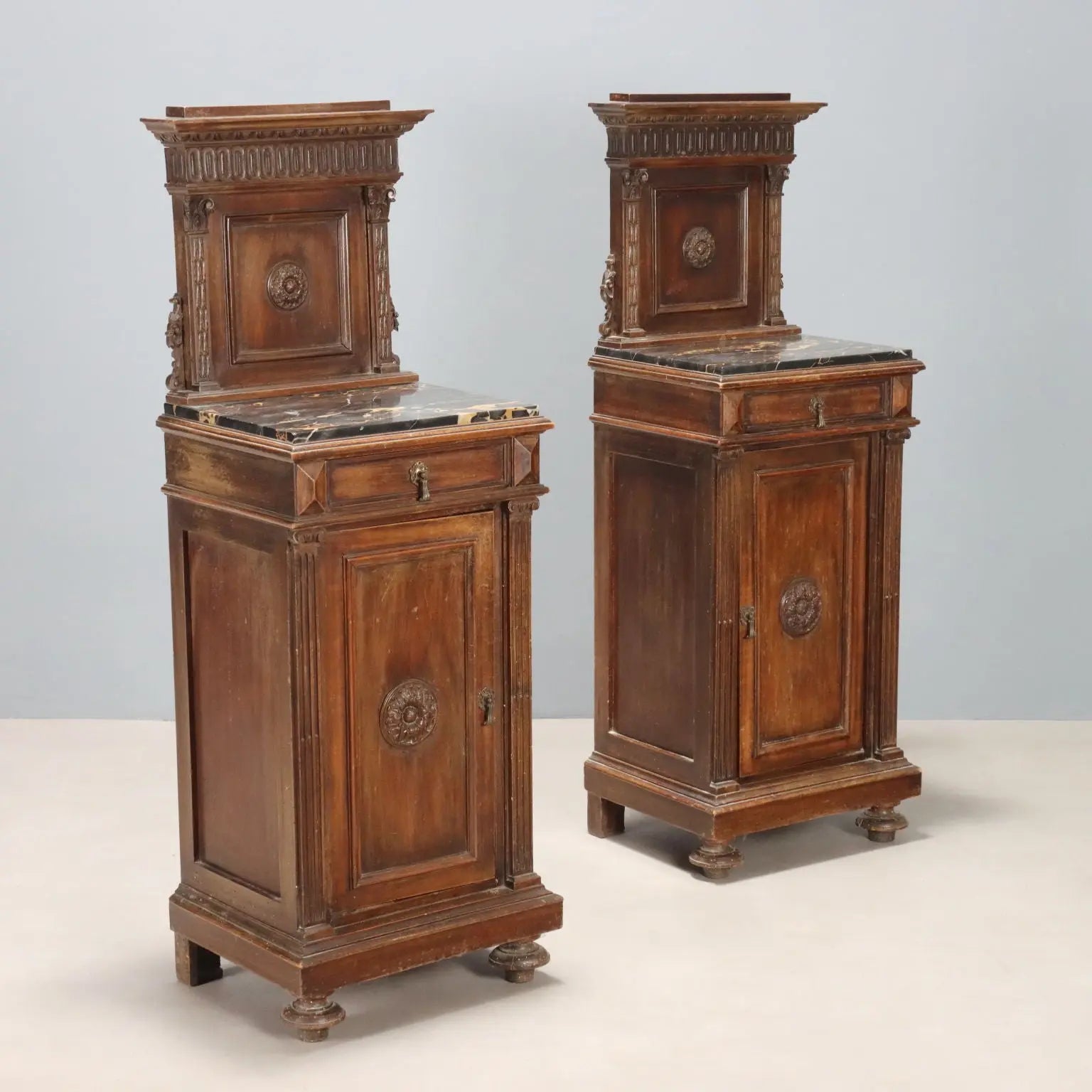 Antique Bedside Tables Neo-Renaissance Walnut Italy XX Century - Italy, Early XX Century | Antiques | Bedside Tables