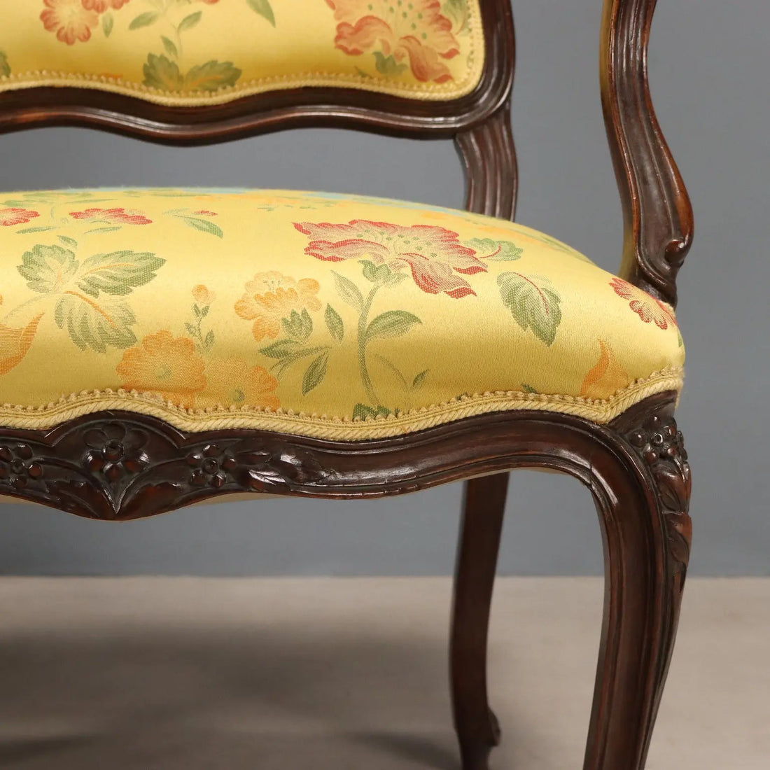 Four Walnut Armchairs in Barocchetto Style