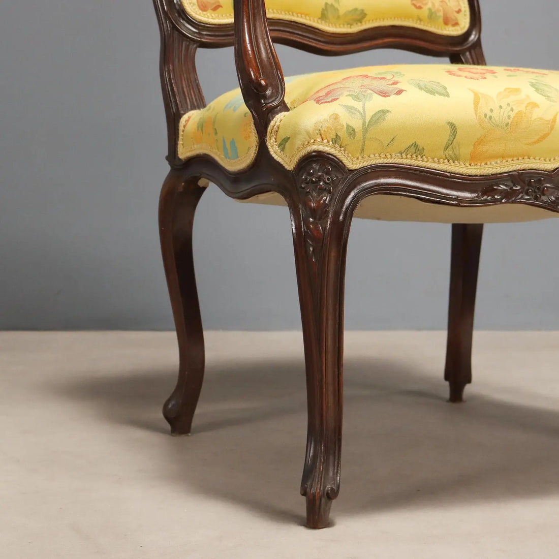 Four Walnut Armchairs in Barocchetto Style