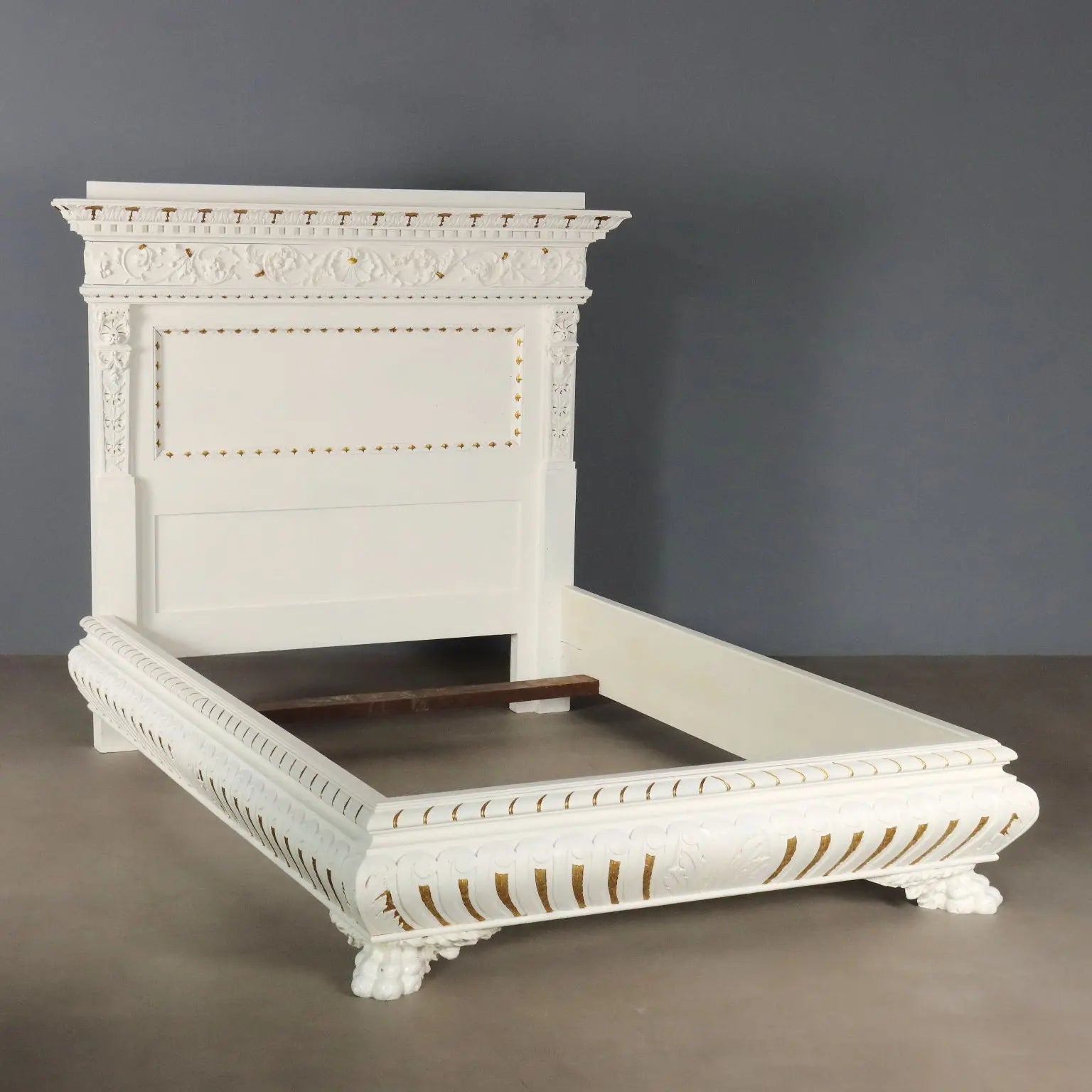 Poplar Bed in Neo-Renaissance Style - Mid 20th Century