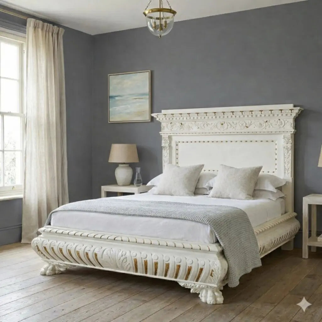 Poplar Bed in Neo-Renaissance Style - Mid 20th Century