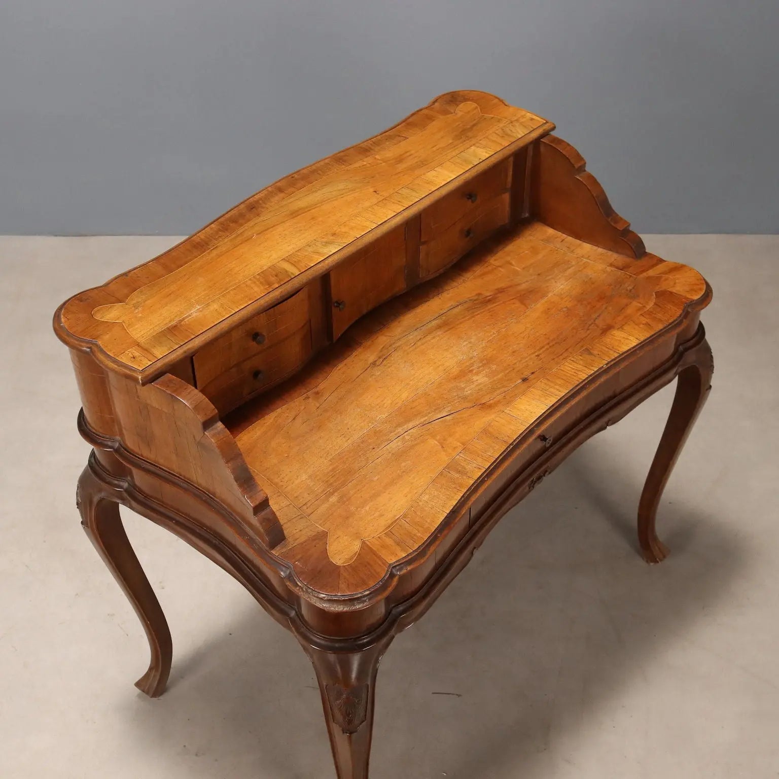 Antique Writing Desk Baroque Style Walnut Italy XX Century