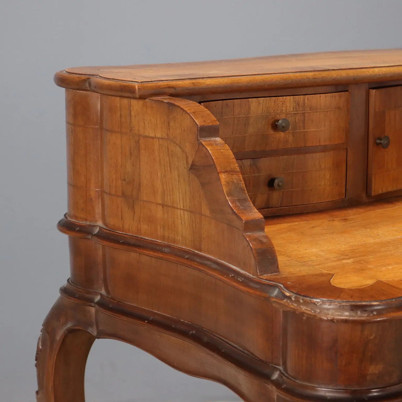 Antique Writing Desk Baroque Style Walnut Italy XX Century