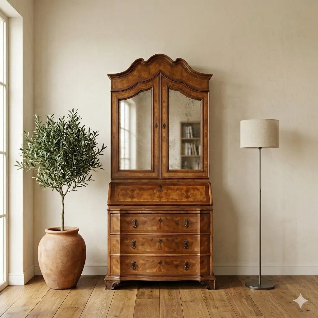 Walnut Style Trumeau - Italy Early 1900s