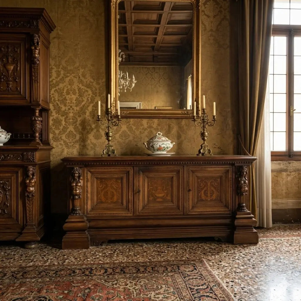 Antique Cabinet Neo-Renaissance Walnut Maple Inlays XX Century - Italy, Early XX Century | Antiques | Other Furniture