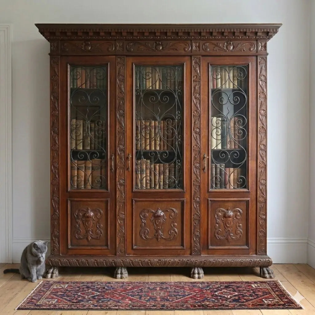 Neo-Renaissance Walnut Bookcase - Early 20th Century Italy