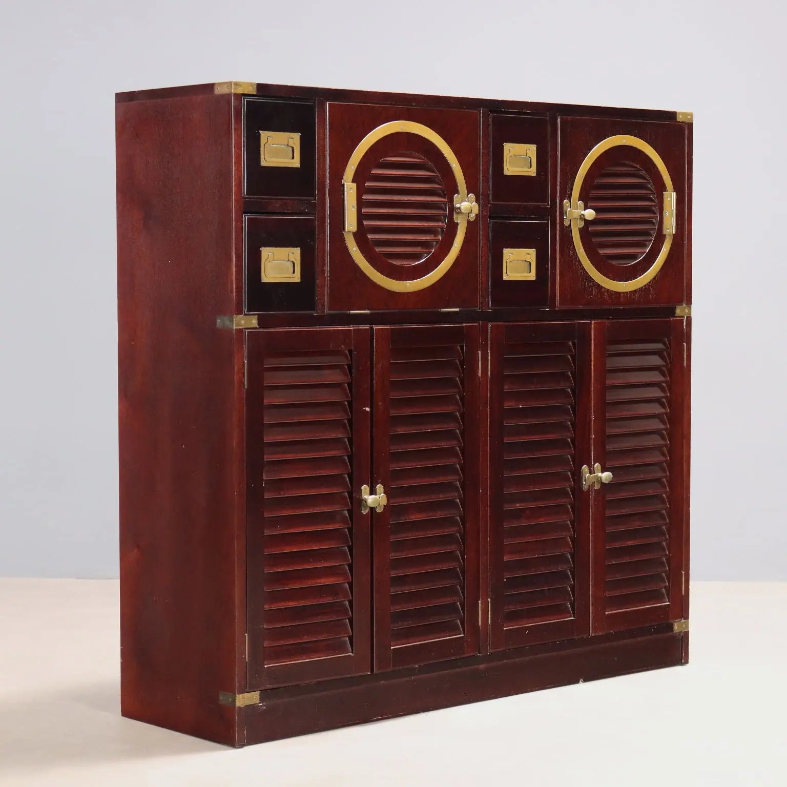 Antique Cupboard Navy Style Mahogany Veneer 2 Drawers XX Century - Italy, XX Century | Antiques | Cupboards