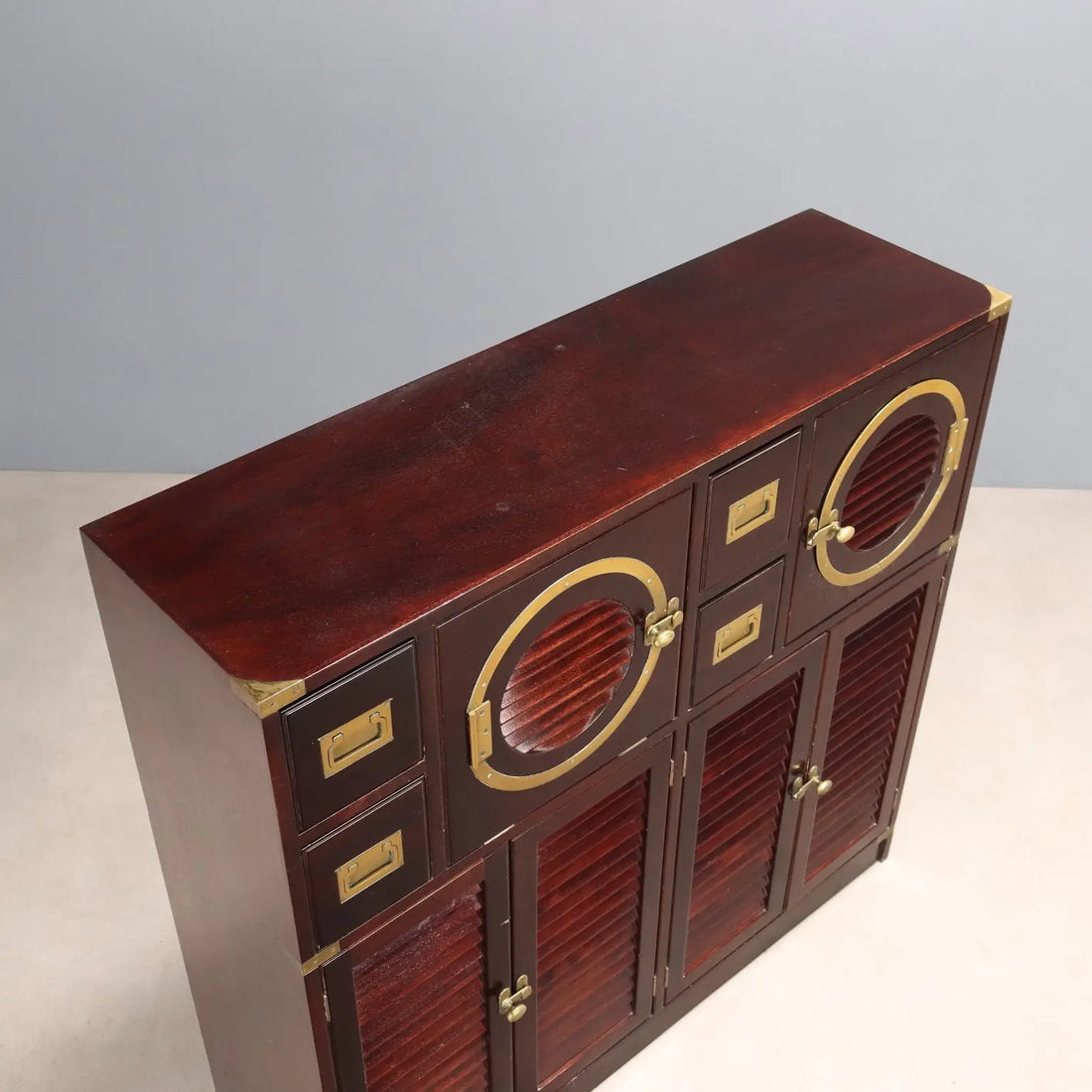 Antique Cupboard Navy Style Mahogany Veneer 2 Drawers XX Century - Italy, XX Century | Antiques | Cupboards