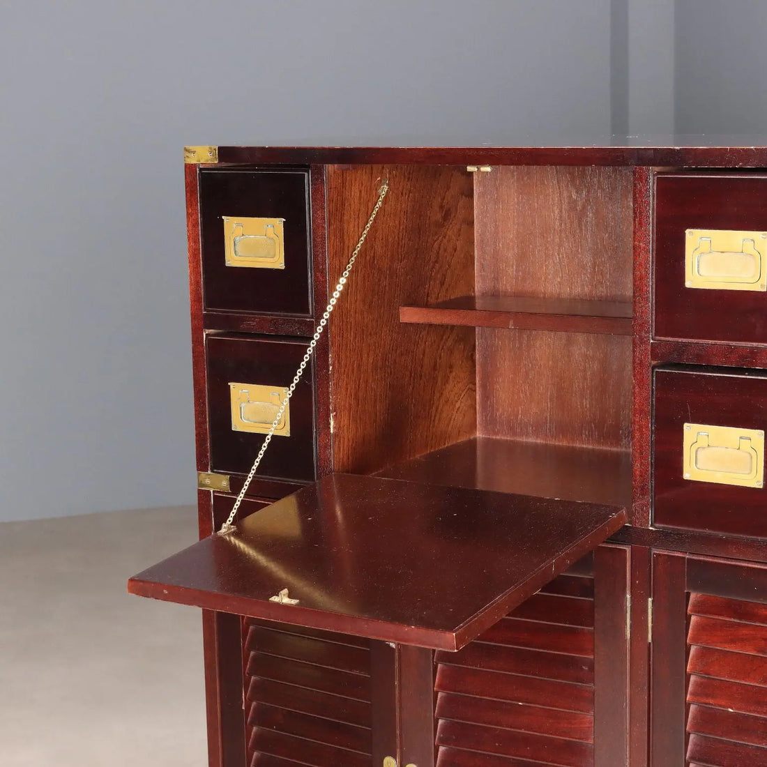 Antique Cupboard Navy Style Mahogany Veneer 2 Drawers XX Century - Italy, XX Century | Antiques | Cupboards