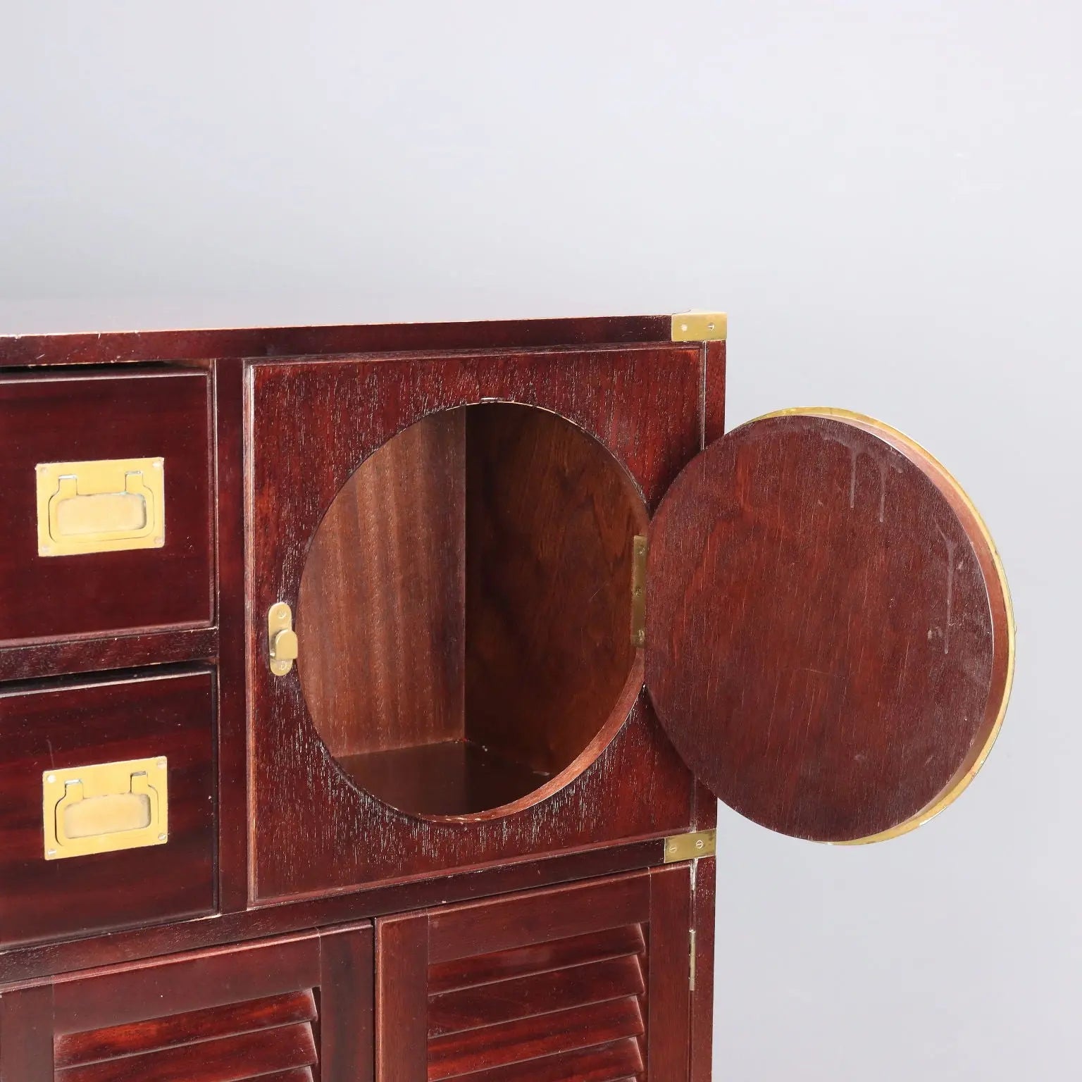 Antique Cupboard Navy Style Mahogany Veneer 2 Drawers XX Century - Italy, XX Century | Antiques | Cupboards