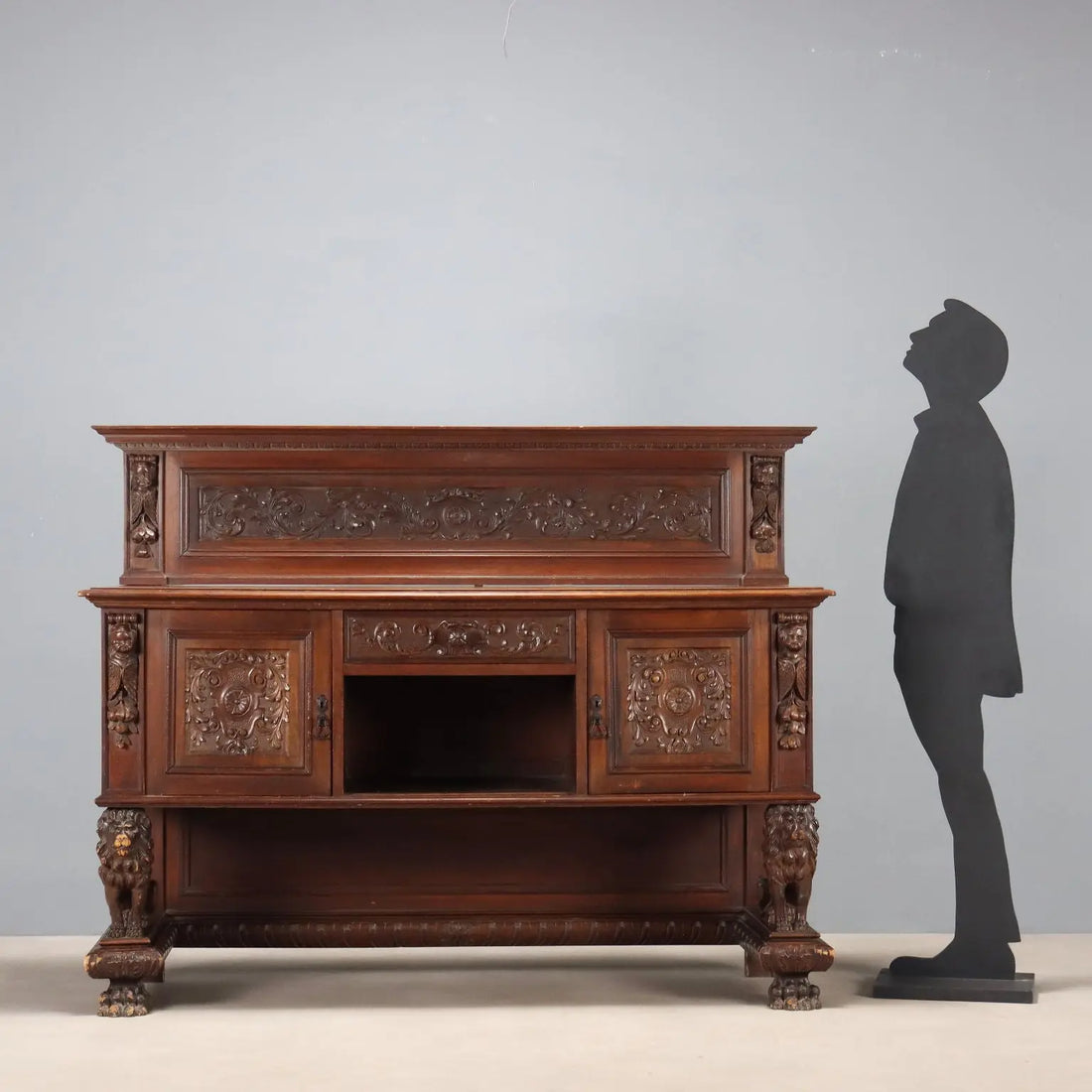 Walnut Sideboard in Neo-Renaissance Style, Italy 20th Century