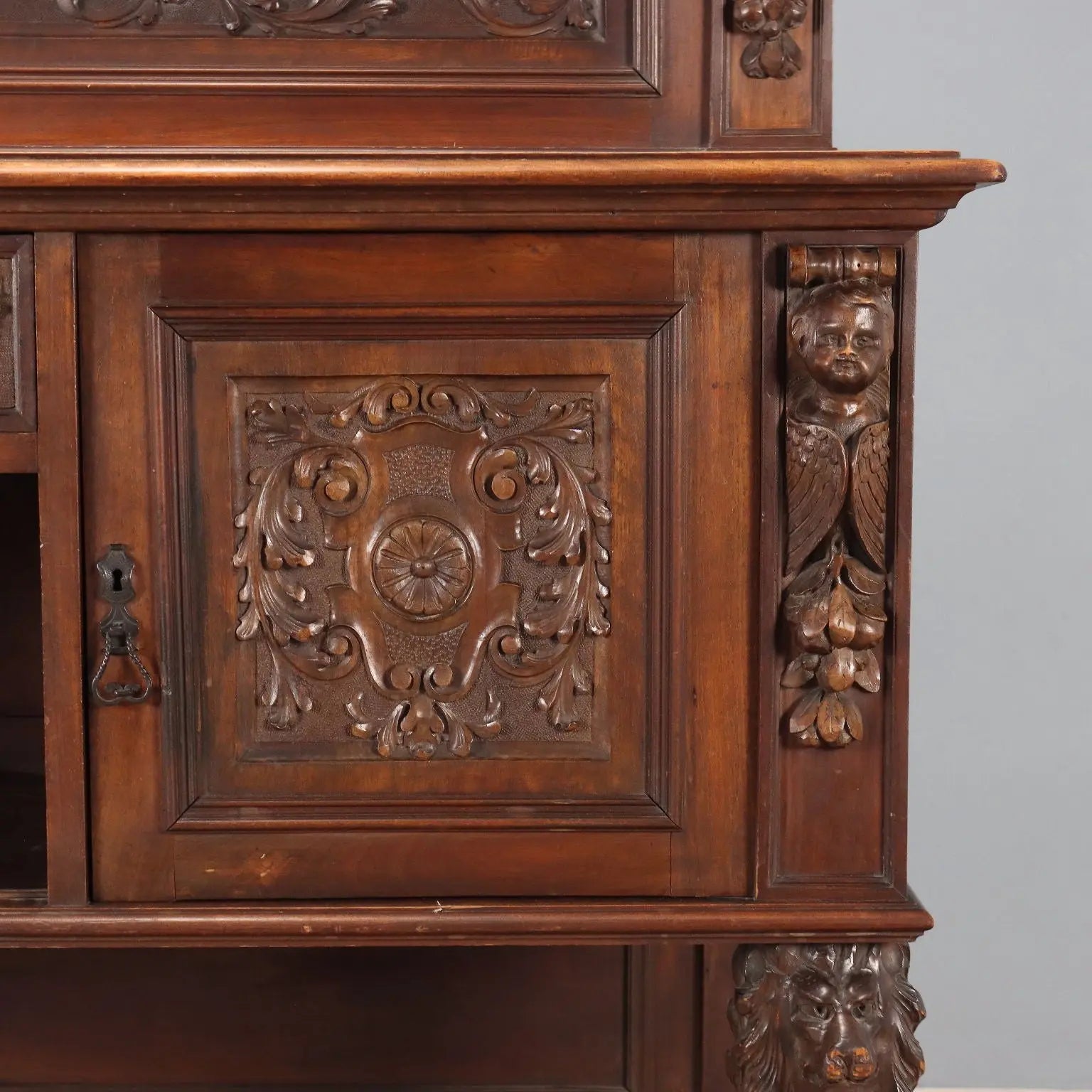 Walnut Sideboard in Neo-Renaissance Style, Italy 20th Century