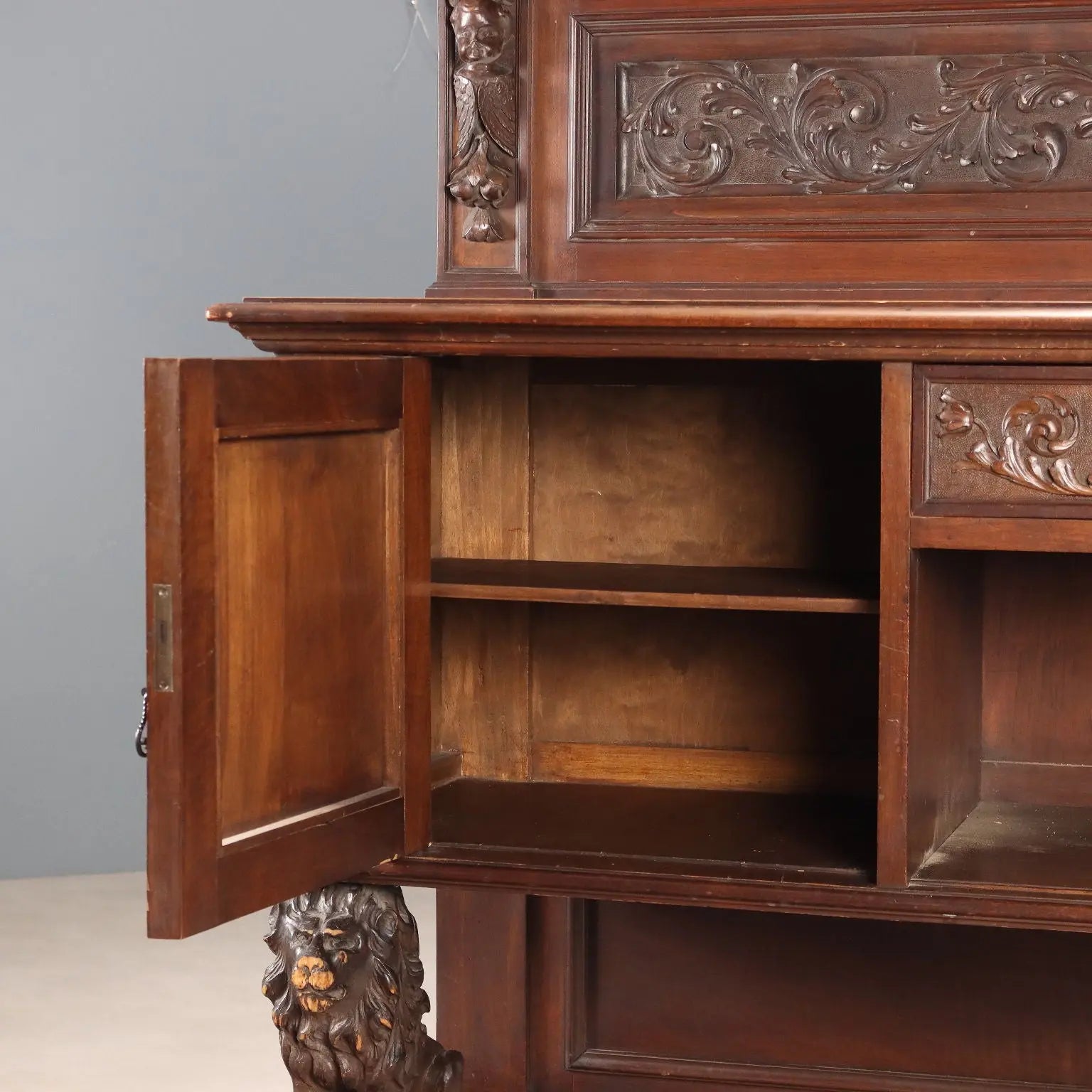 Walnut Sideboard in Neo-Renaissance Style, Italy 20th Century