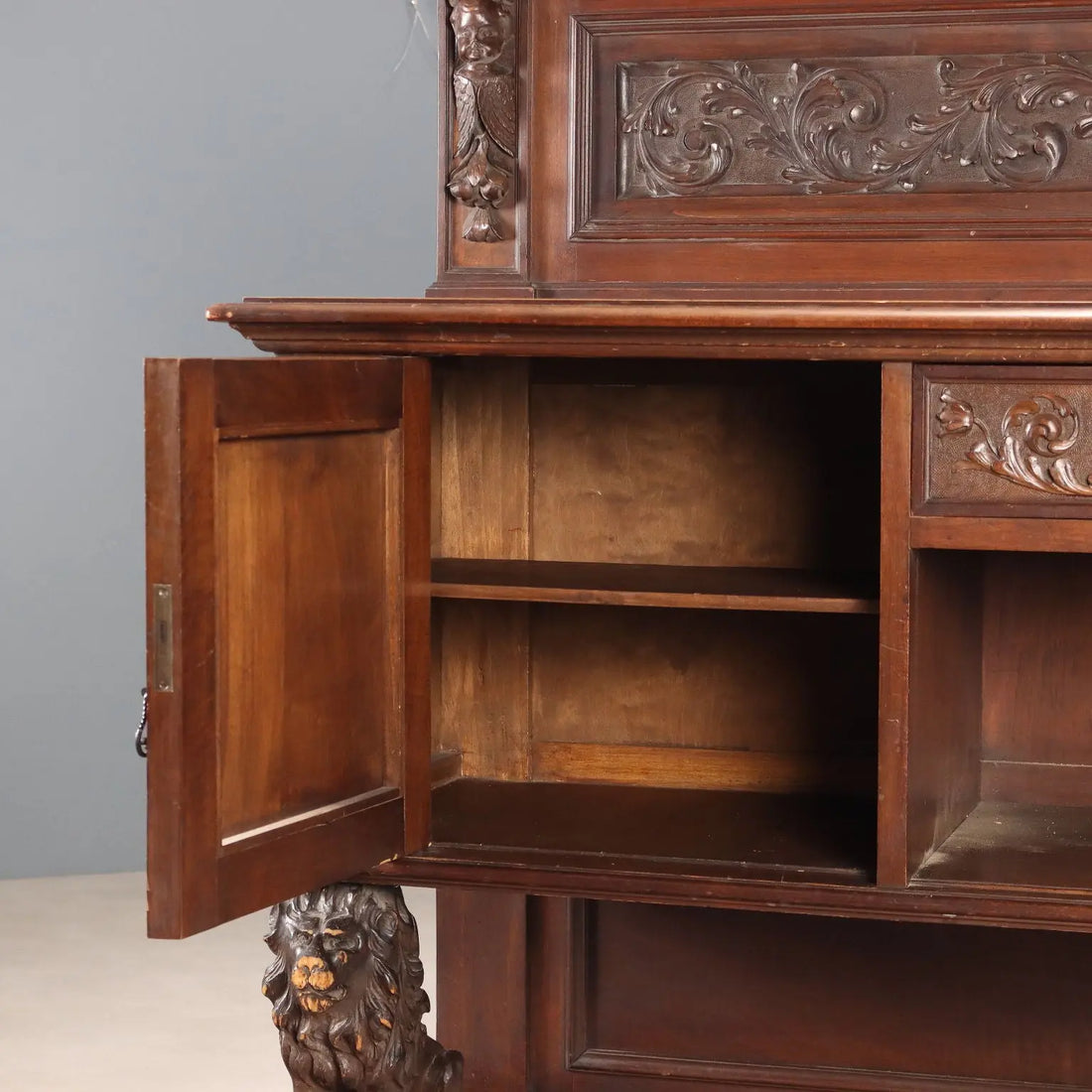 Walnut Sideboard in Neo-Renaissance Style, Italy 20th Century