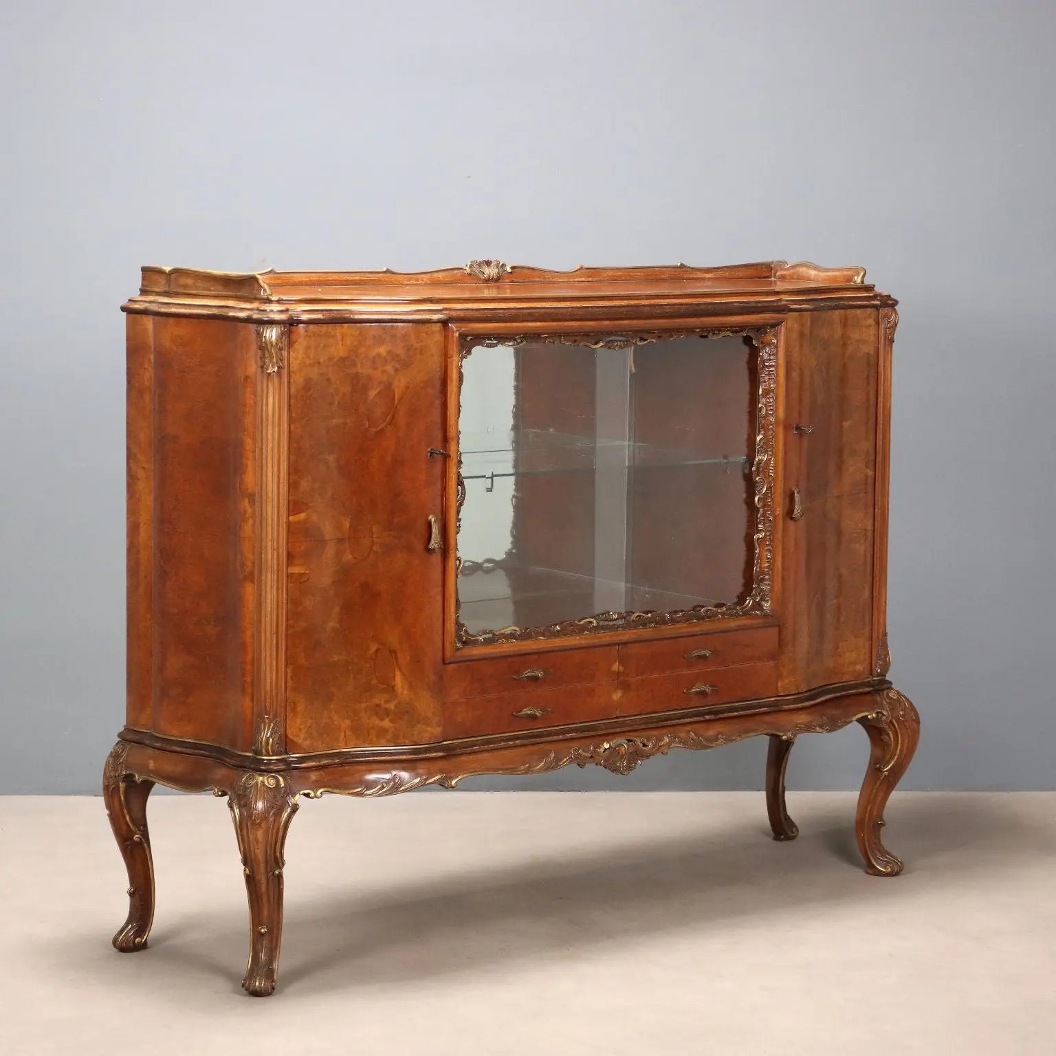 Antique Cupboard Chippendale Style Walnut Italy XX Century - Italy, Early XX Century | Antiques | Bookcases & Showcases