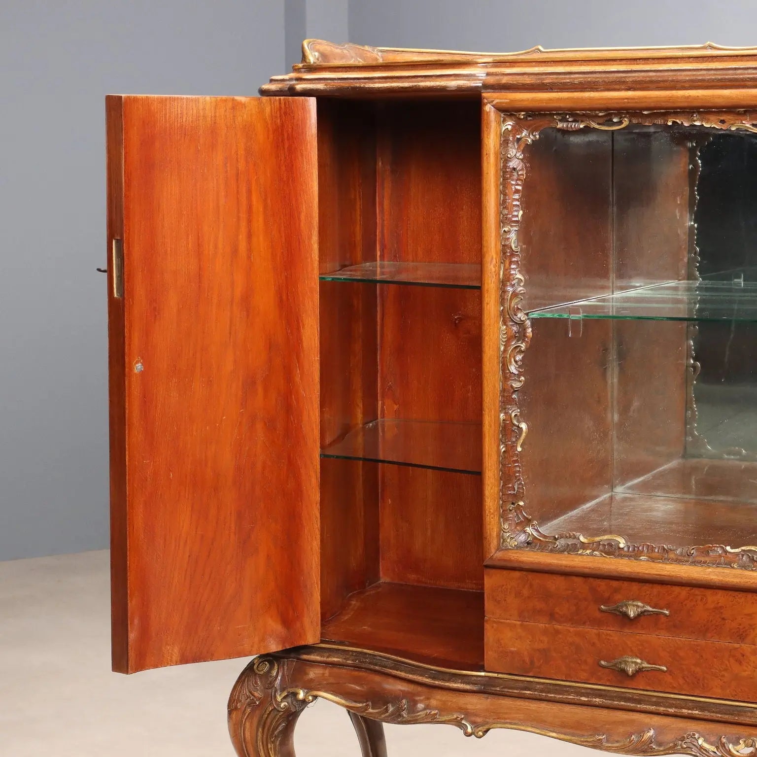 Antique Cupboard Chippendale Style Walnut Italy XX Century - Italy, Early XX Century | Antiques | Bookcases & Showcases
