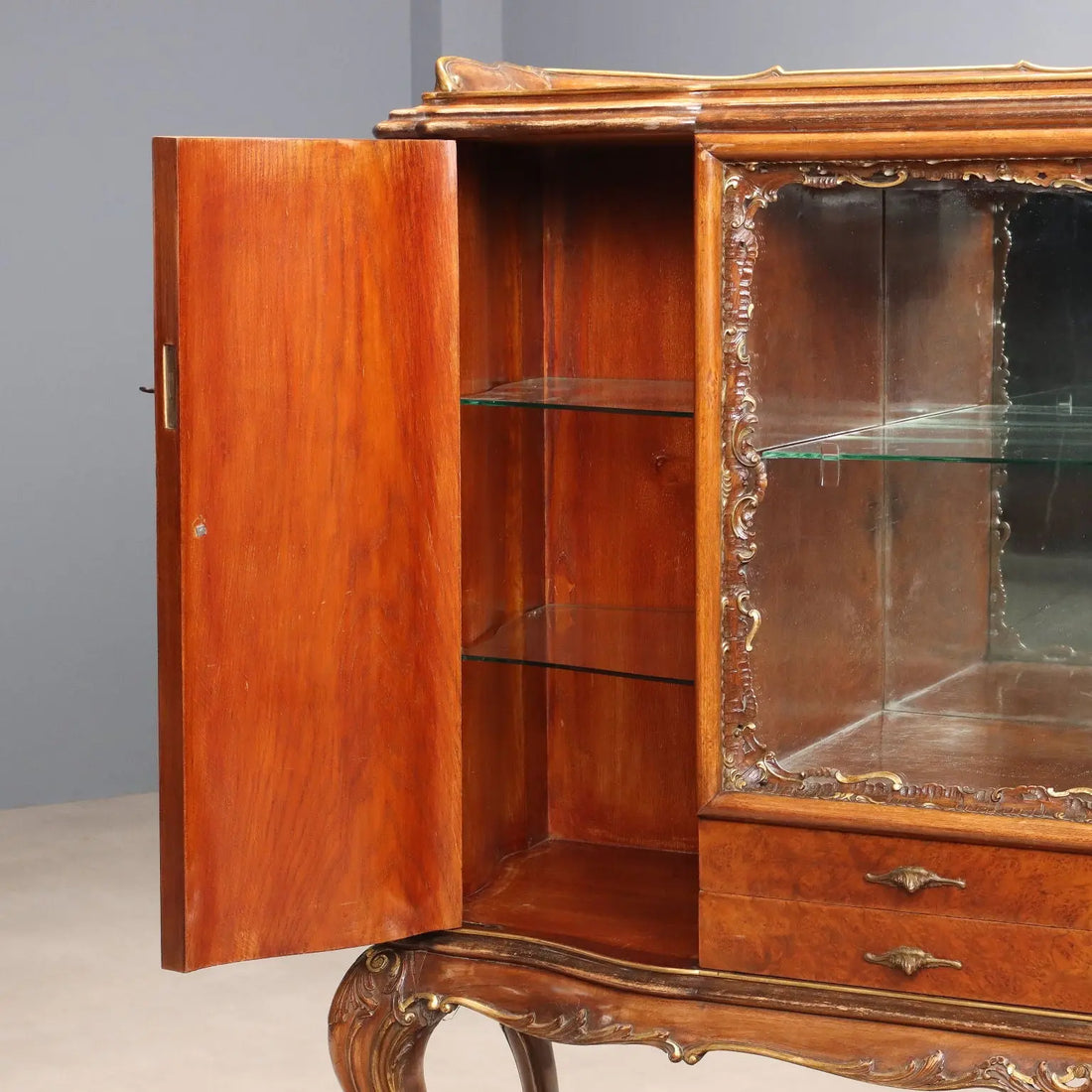 Antique Cupboard Chippendale Style Walnut Italy XX Century - Italy, Early XX Century | Antiques | Bookcases & Showcases