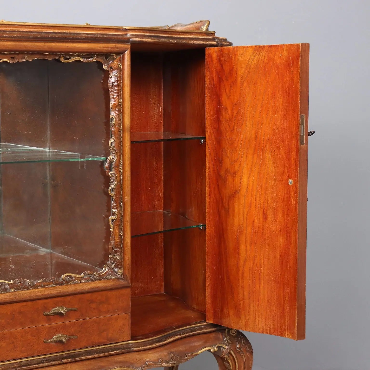 Antique Cupboard Chippendale Style Walnut Italy XX Century - Italy, Early XX Century | Antiques | Bookcases & Showcases