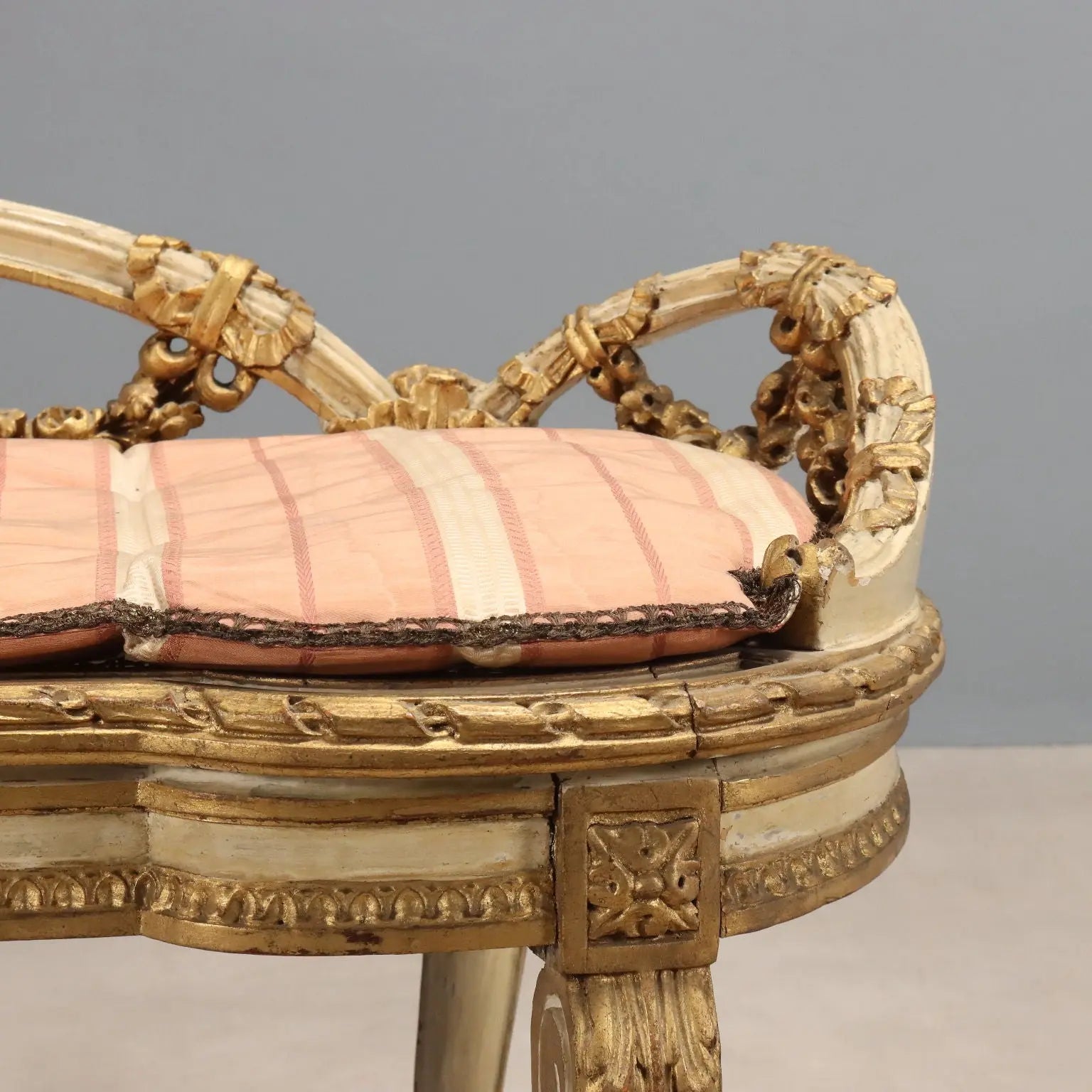 Antique Bench Neoclassical Style Lacquered Gilded Wood '800 - Italy, Late XIX Century | Antiques | Seating