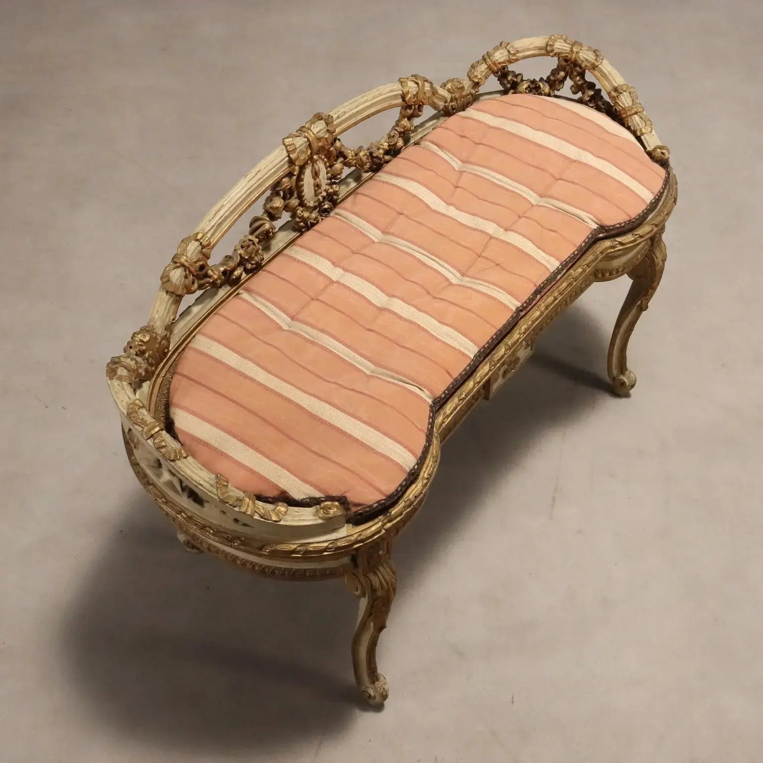 Antique Bench Neoclassical Style Lacquered Gilded Wood '800 - Italy, Late XIX Century | Antiques | Seating