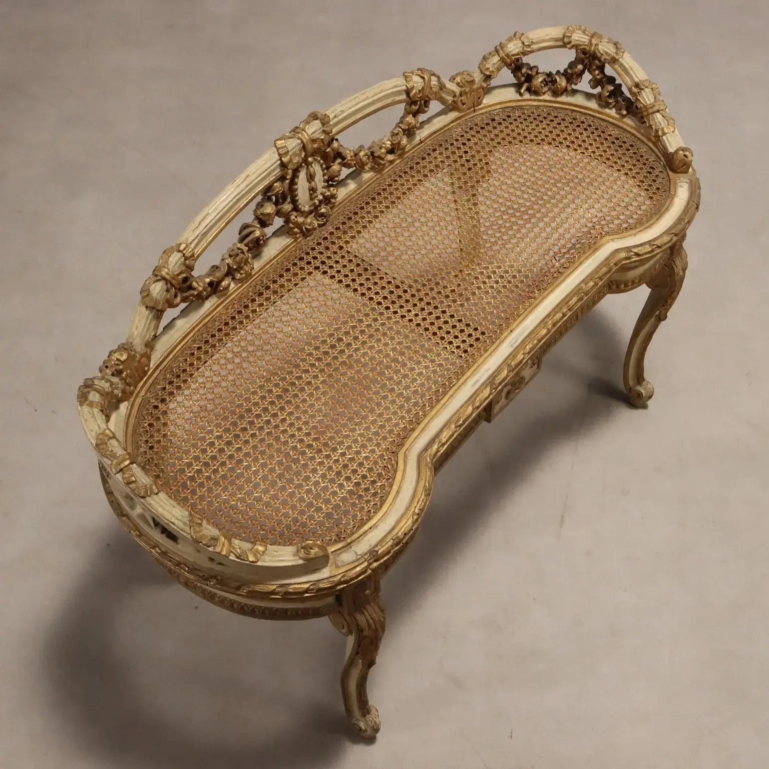 Antique Bench Neoclassical Style Lacquered Gilded Wood '800 - Italy, Late XIX Century | Antiques | Seating