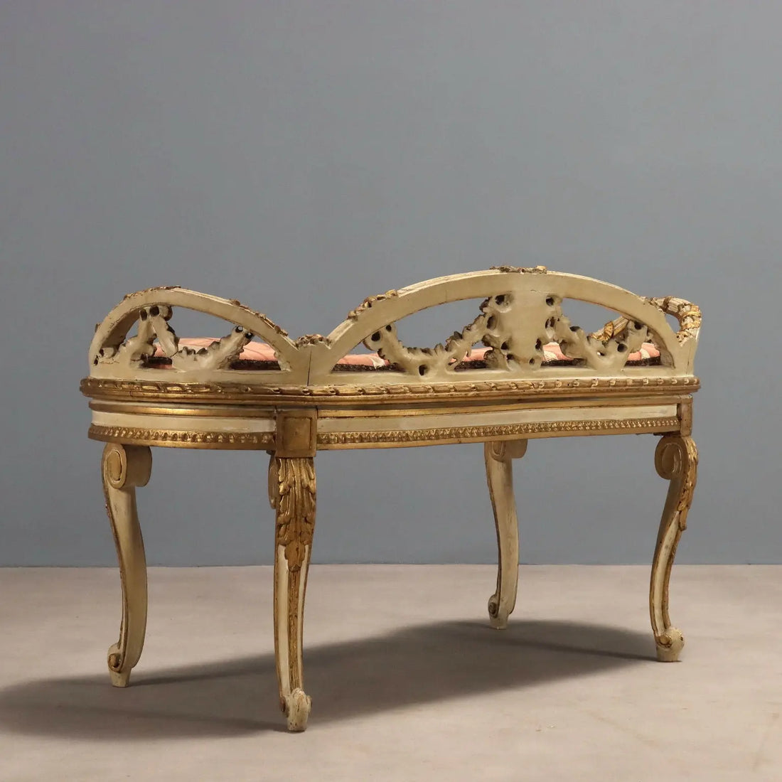 Antique Bench Neoclassical Style Lacquered Gilded Wood '800 - Italy, Late XIX Century | Antiques | Seating