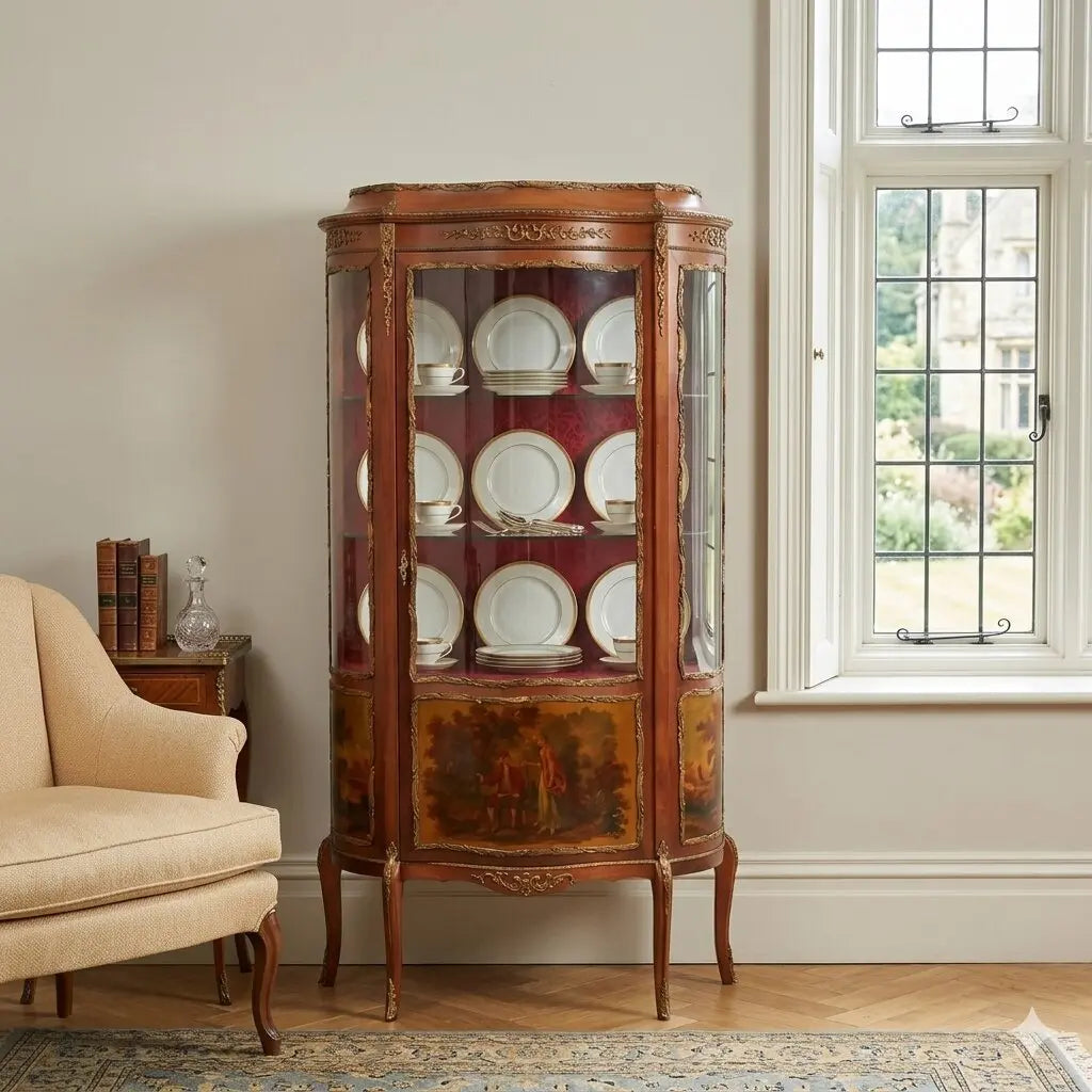 Antique Showcase Baroque Style Mahogany Bronze Italy XX Century - Italy, XX Century | Antiques | Bookcases & Showcases