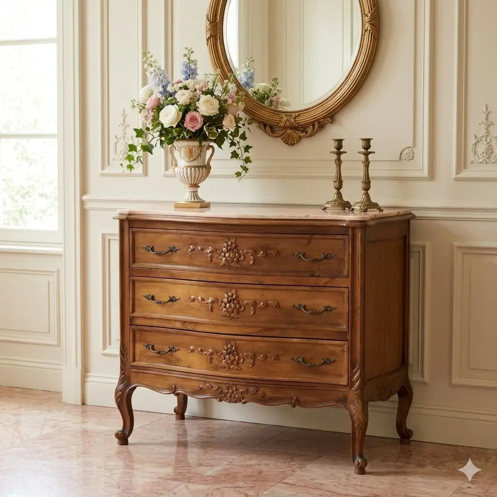 Antique Chest of Drawers Baroque Style Walnut 3 Drawers XX Century - Italy, XX Century | Antiques | Chest of Drawers & Commodes