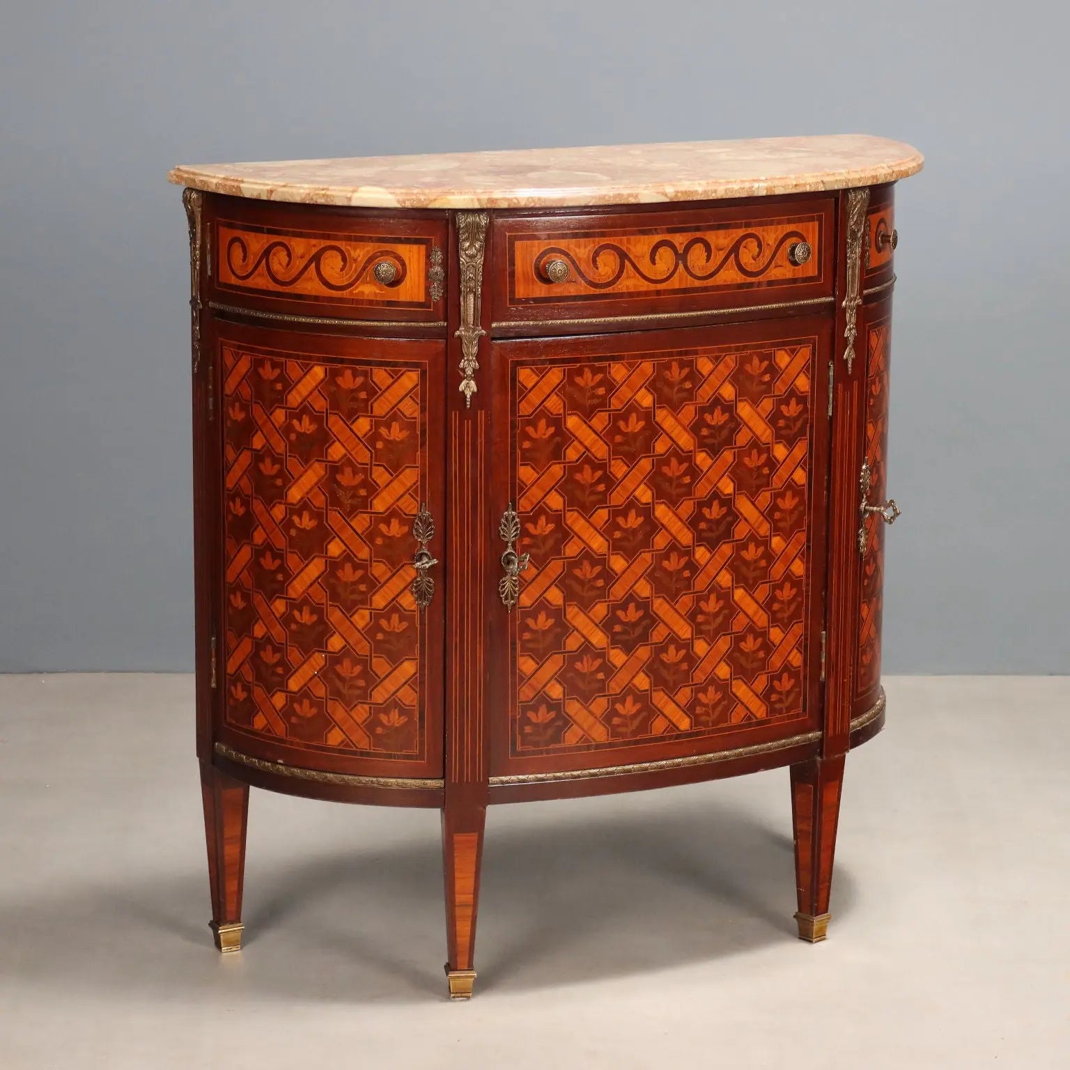 Antique Cupboard Half-Moon Shaped Neoclassical Style XX Century