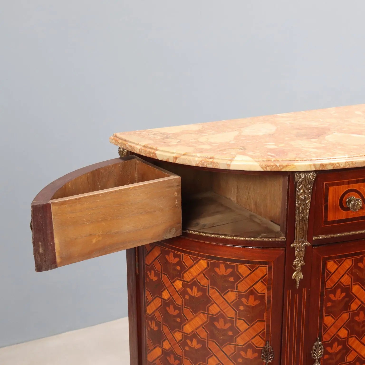 Antique Cupboard Half-Moon Shaped Neoclassical Style XX Century