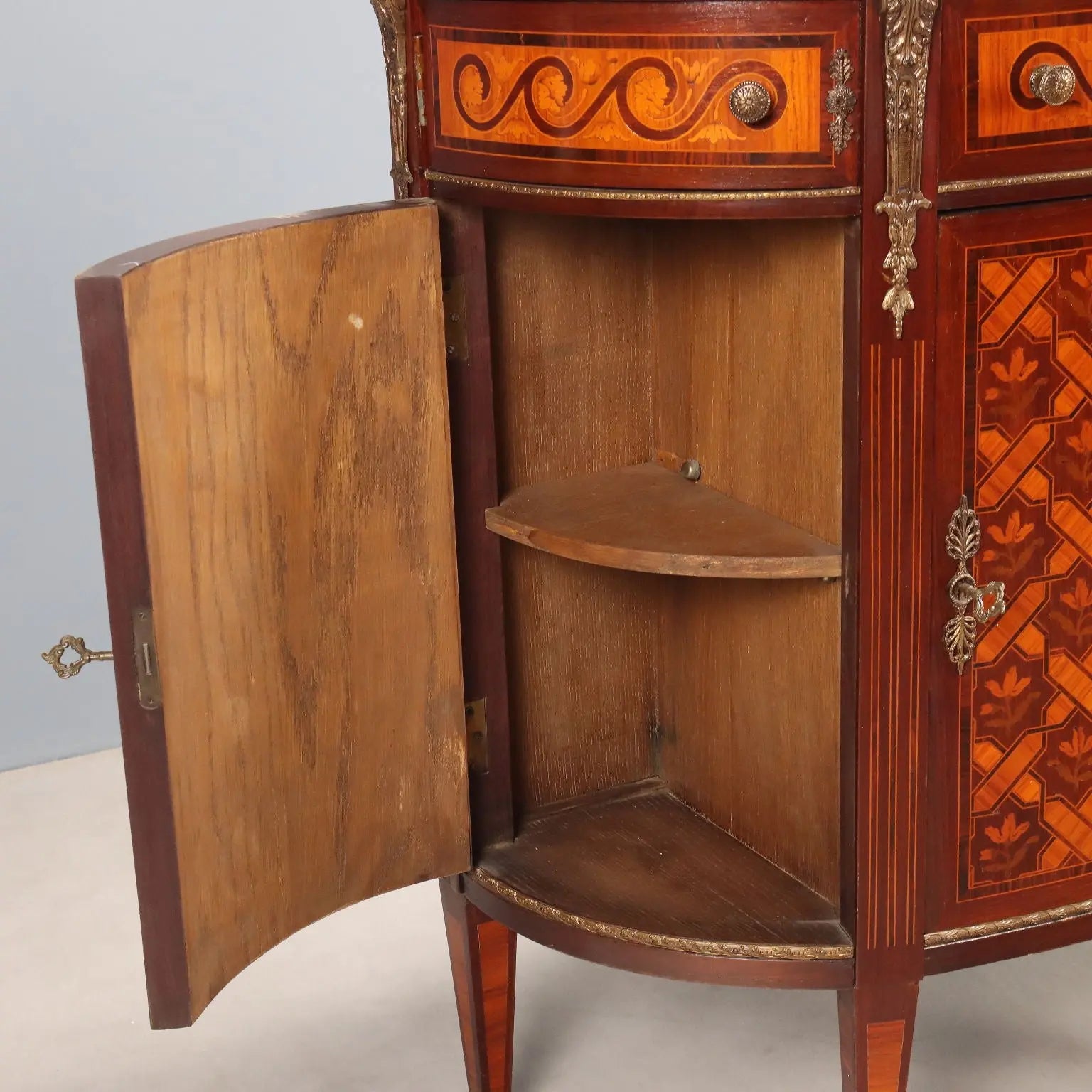 Antique Cupboard Half-Moon Shaped Neoclassical Style XX Century