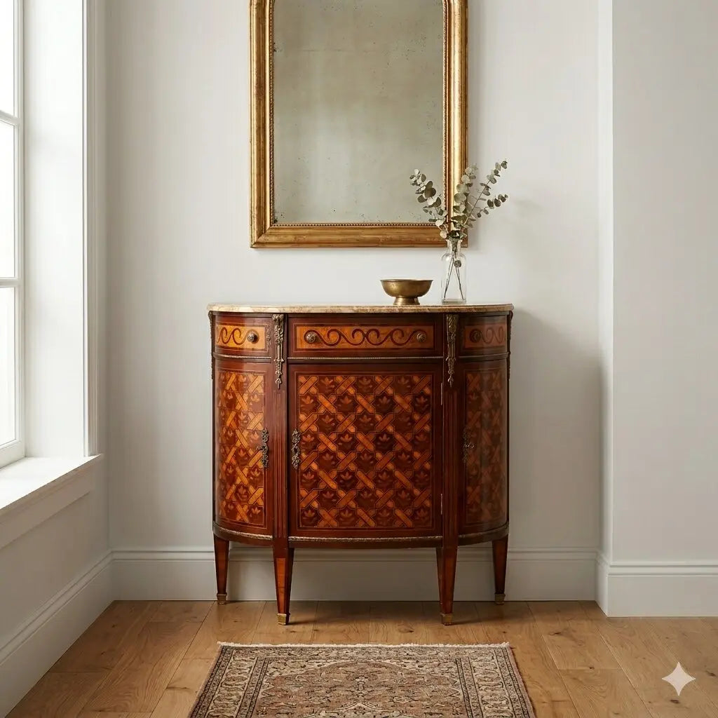 Antique Cupboard Half-Moon Shaped Neoclassical Style XX Century