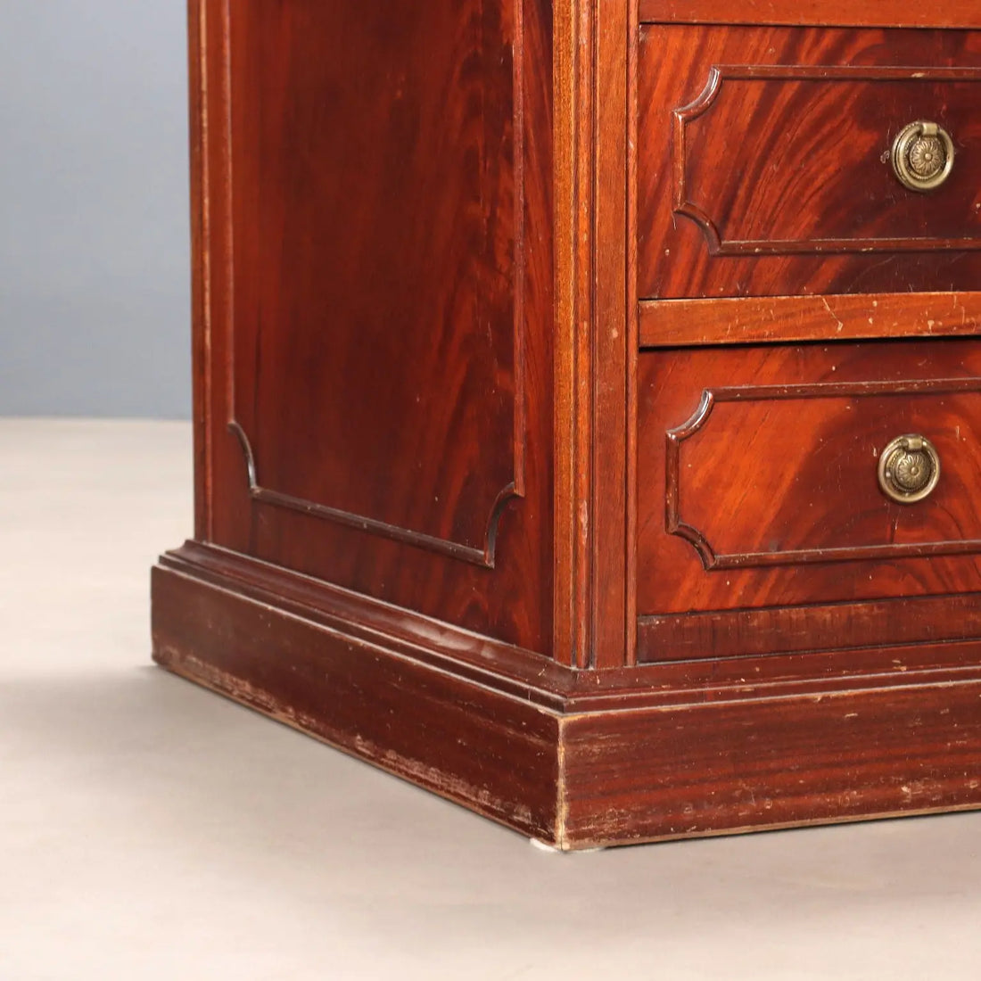 Antique Writing Desk Mahogany Leather Insert Bronze XX Century