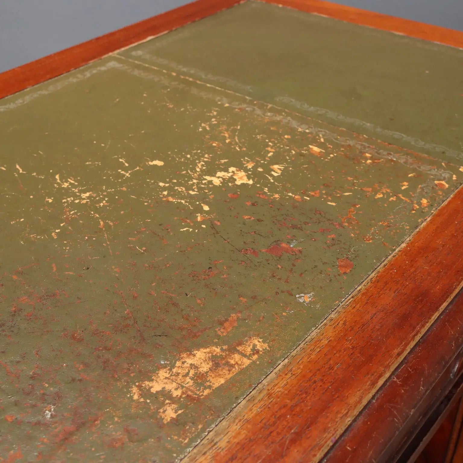 Antique Writing Desk Mahogany Leather Insert Bronze XX Century