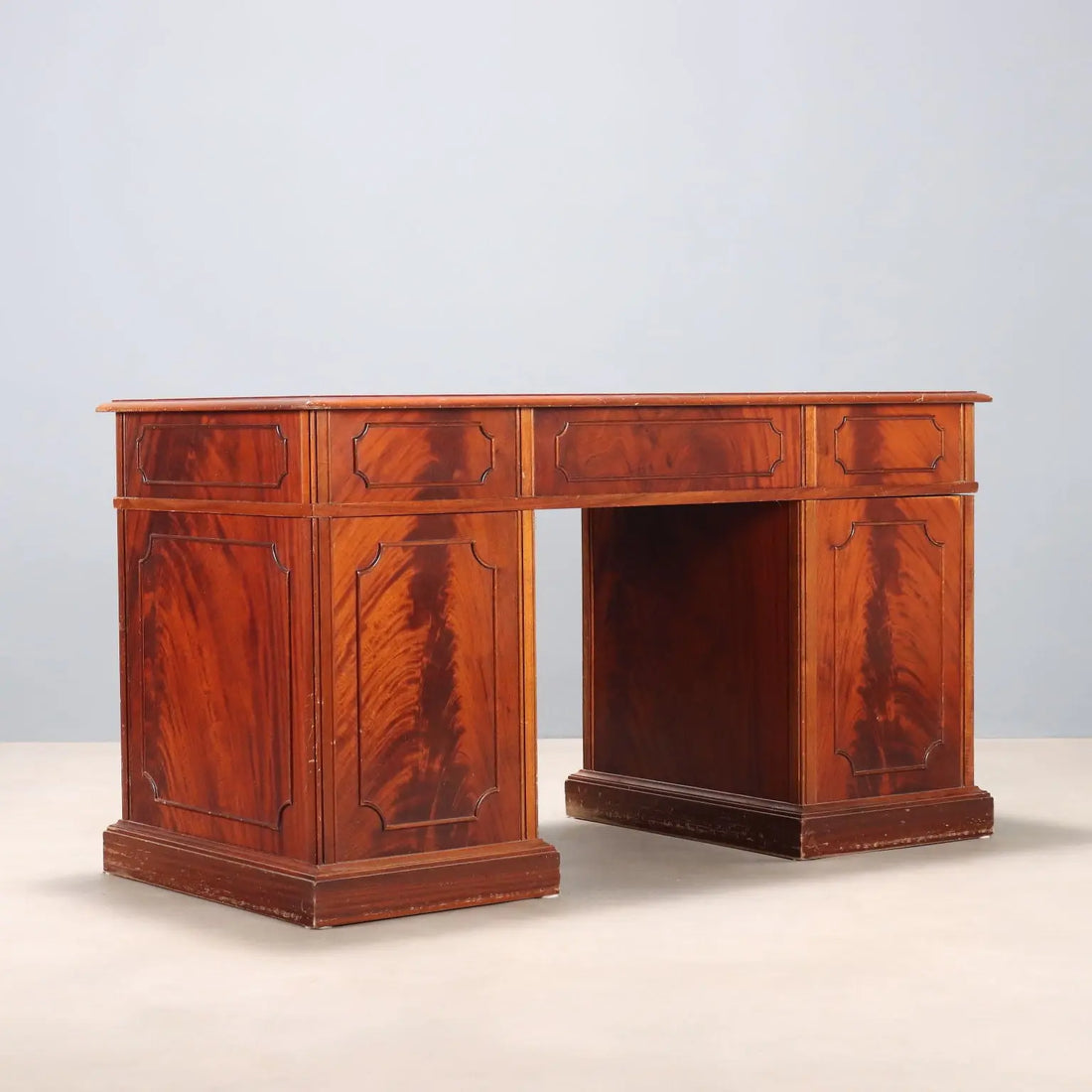 Antique Writing Desk Mahogany Leather Insert Bronze XX Century