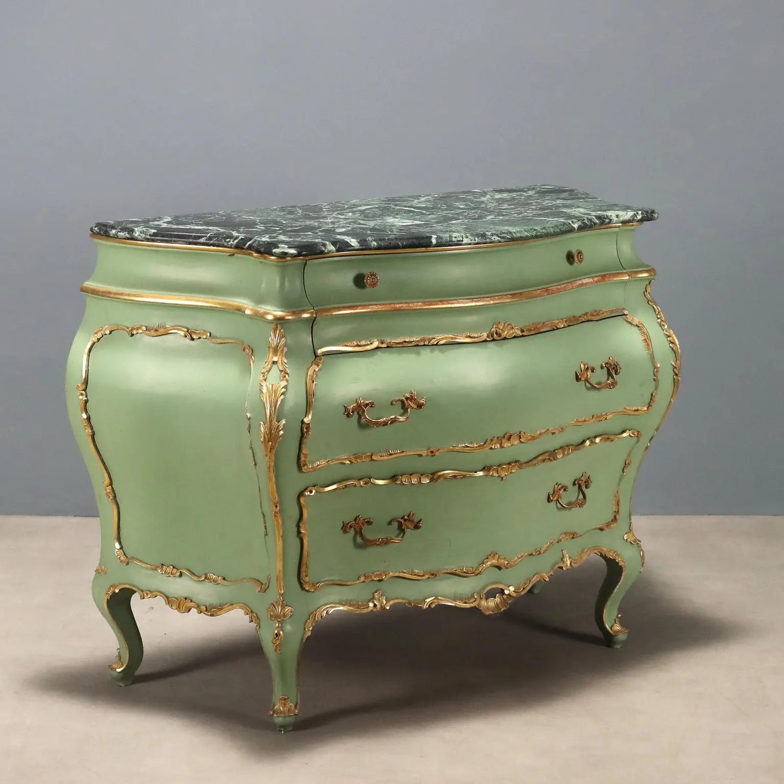 Antique Chest of Drawers Baroque Style Lacquered Wood XX Century