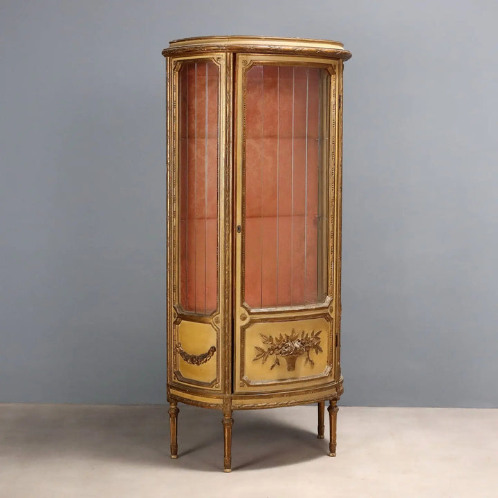 Antique Showcase Neoclassical Style Carved Wood XIX Century