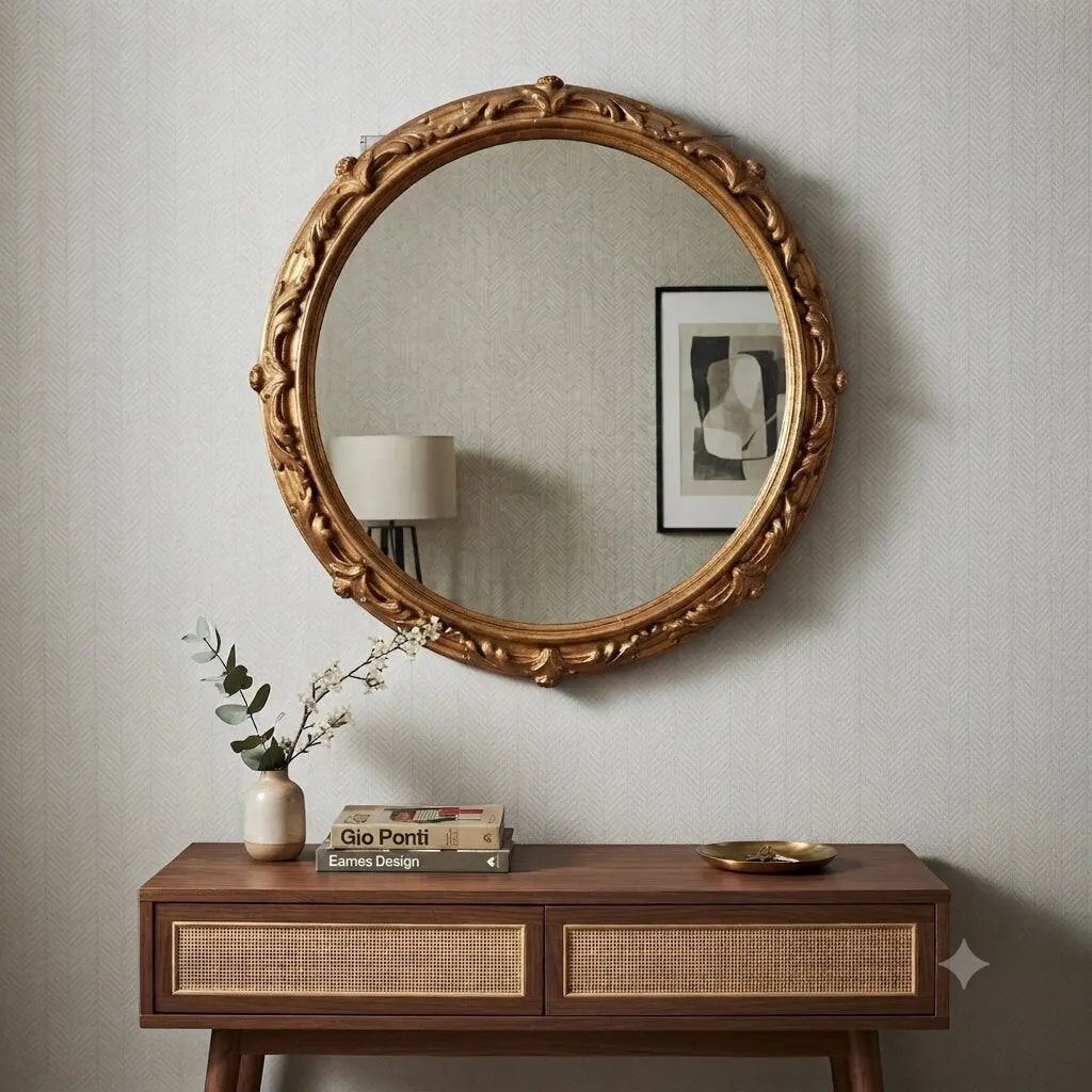 Antique Mirror Carved Gilded Wood Italy XX Century