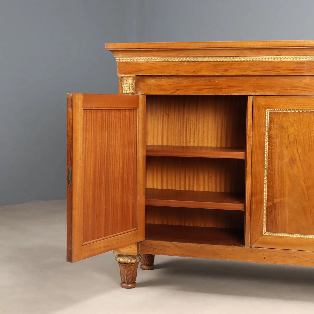 Antique Cupboard Empire Style Walnut 3 Doors XX Century
