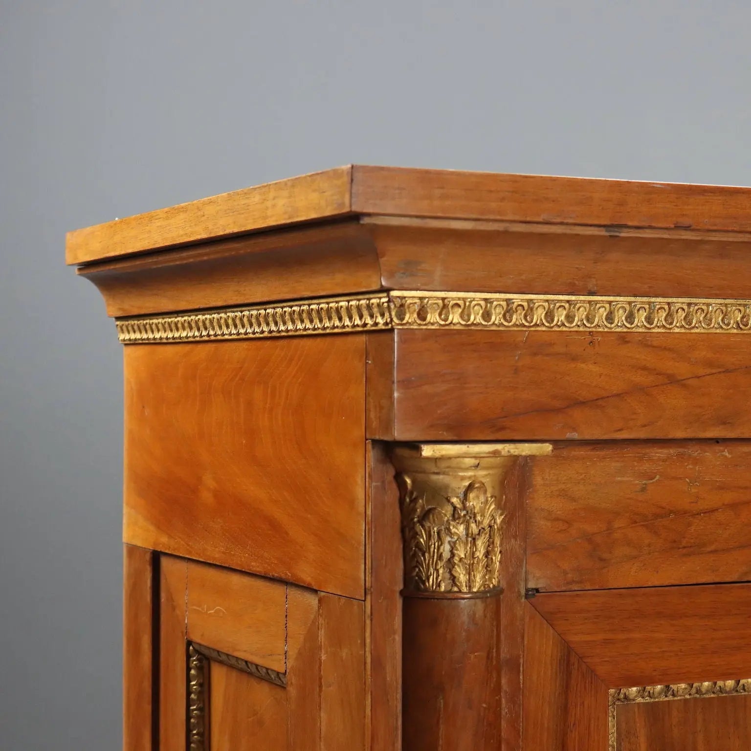 Antique Cupboard Empire Style Walnut 3 Doors XX Century