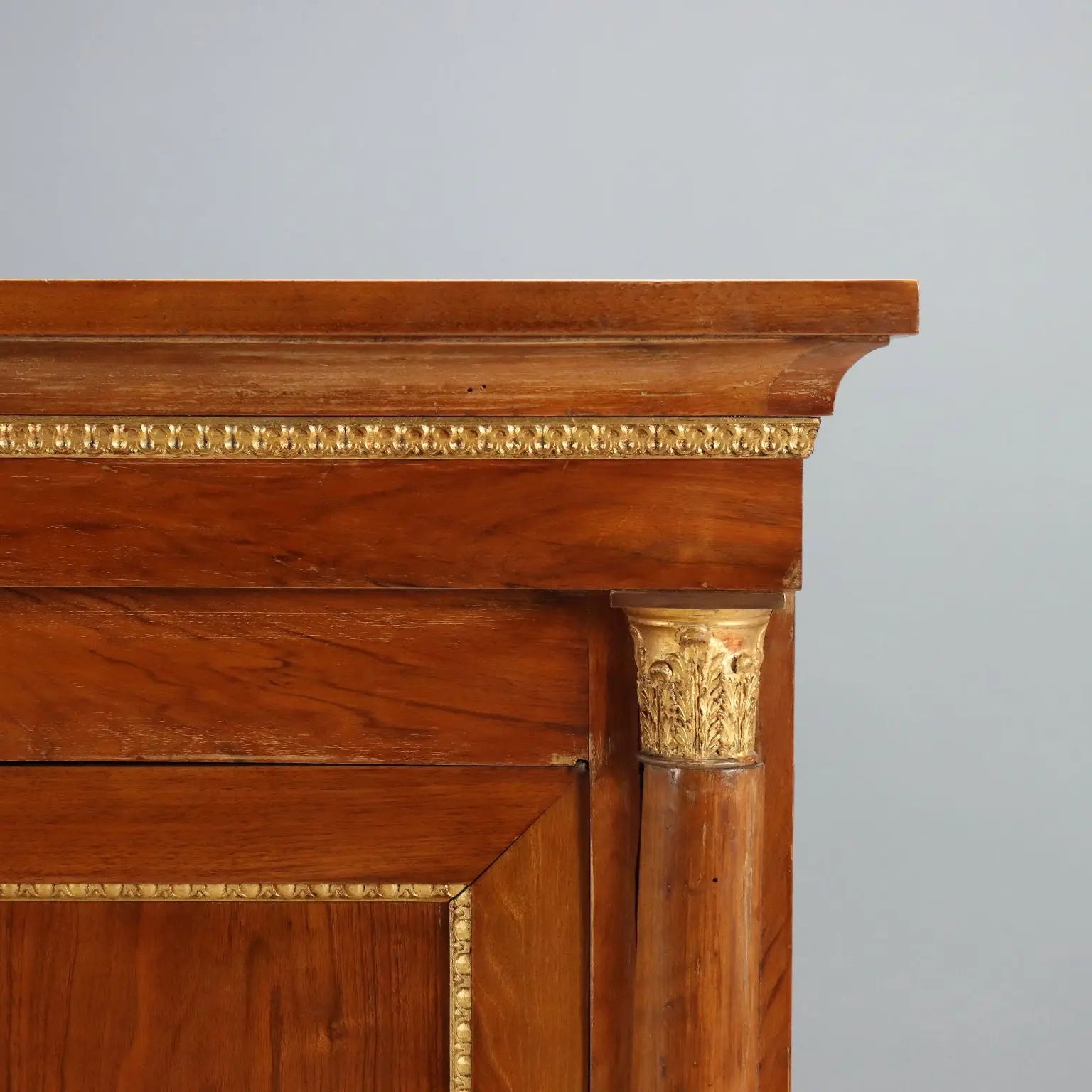 Antique Cupboard Empire Style Walnut 3 Doors XX Century