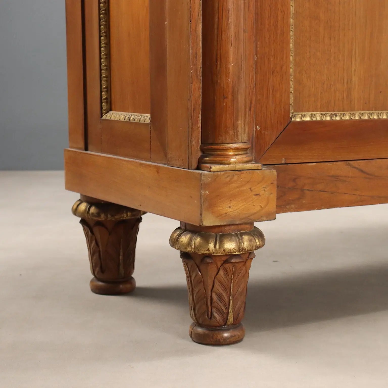 Antique Cupboard Empire Style Walnut 3 Doors XX Century
