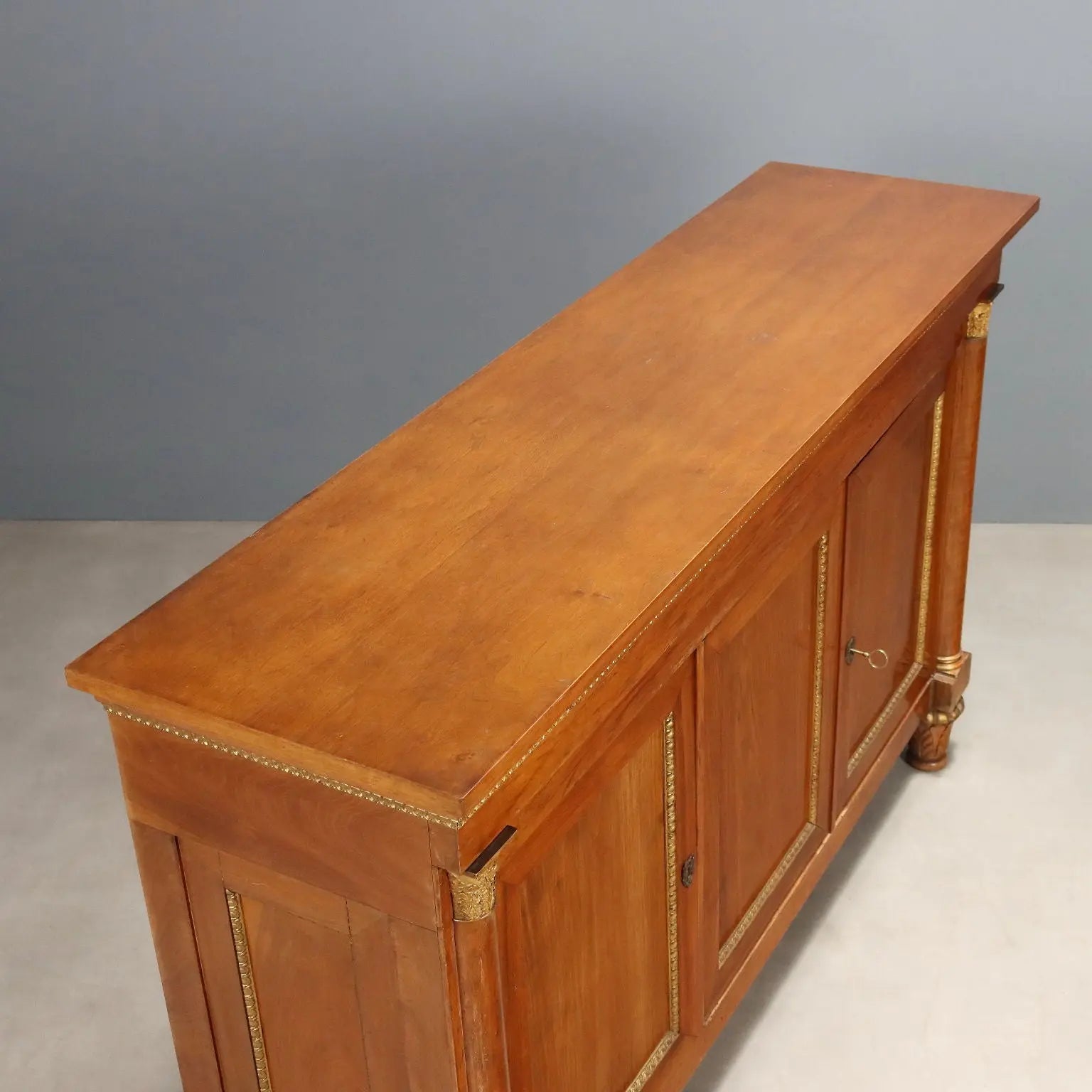 Antique Cupboard Empire Style Walnut 3 Doors XX Century
