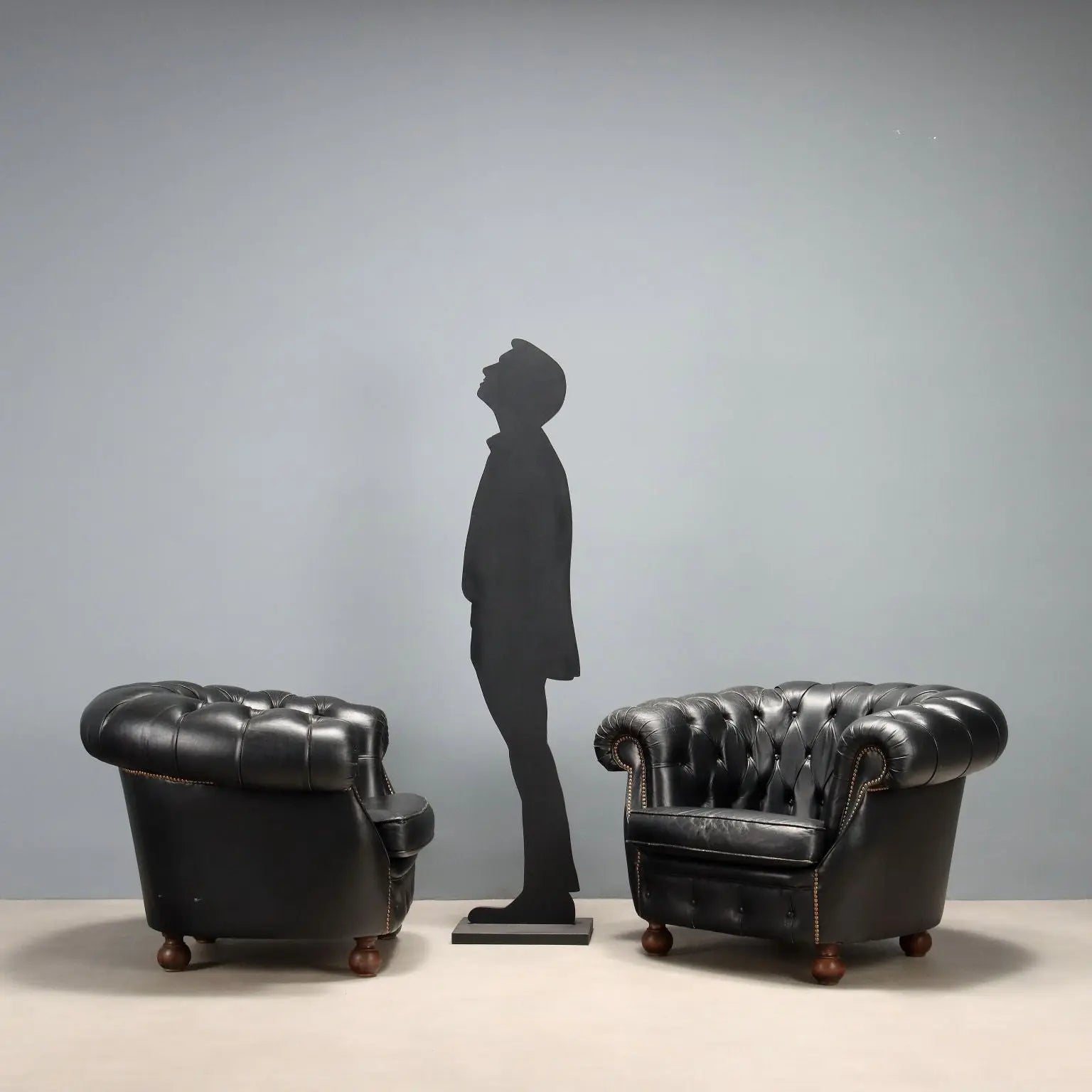 Antique Chesterfield Armchairs Capitonné Leather XX Century